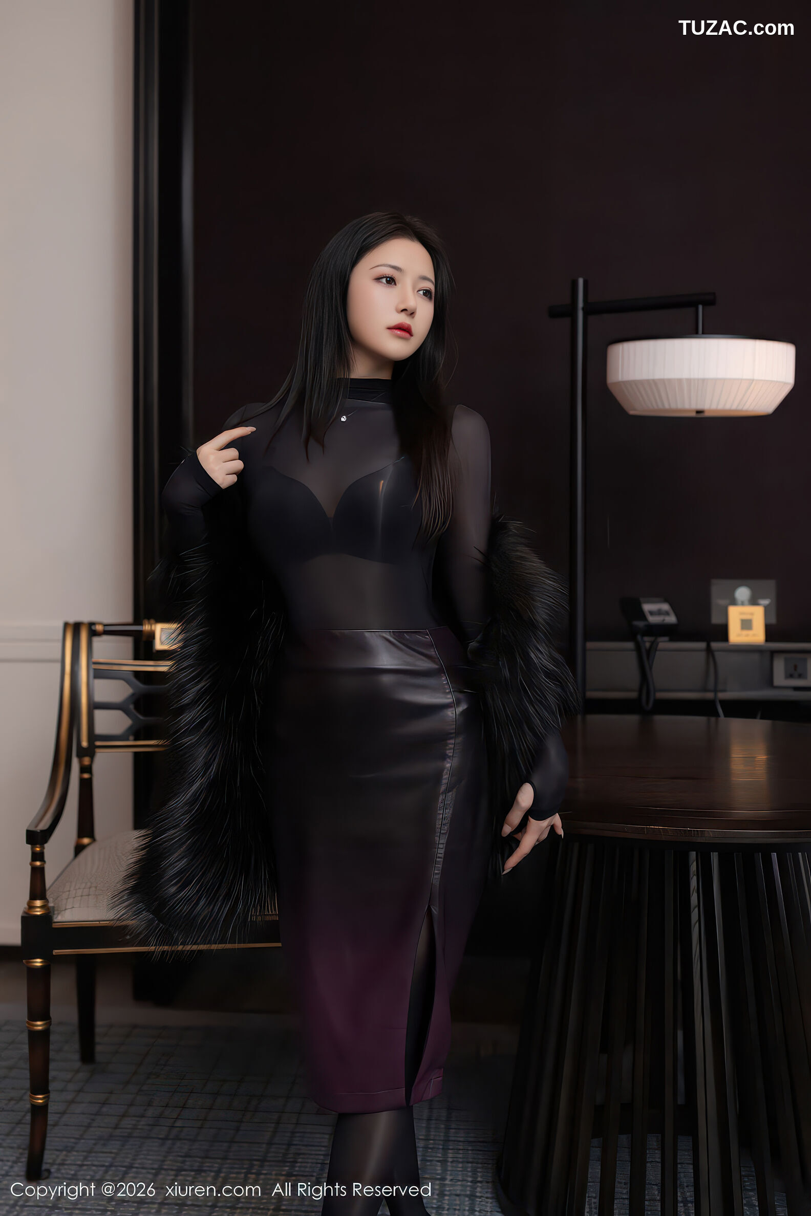 XiuRen秀人网-11245-鱼子酱Fish-黑色内衣连体丝袜-2026.01.16