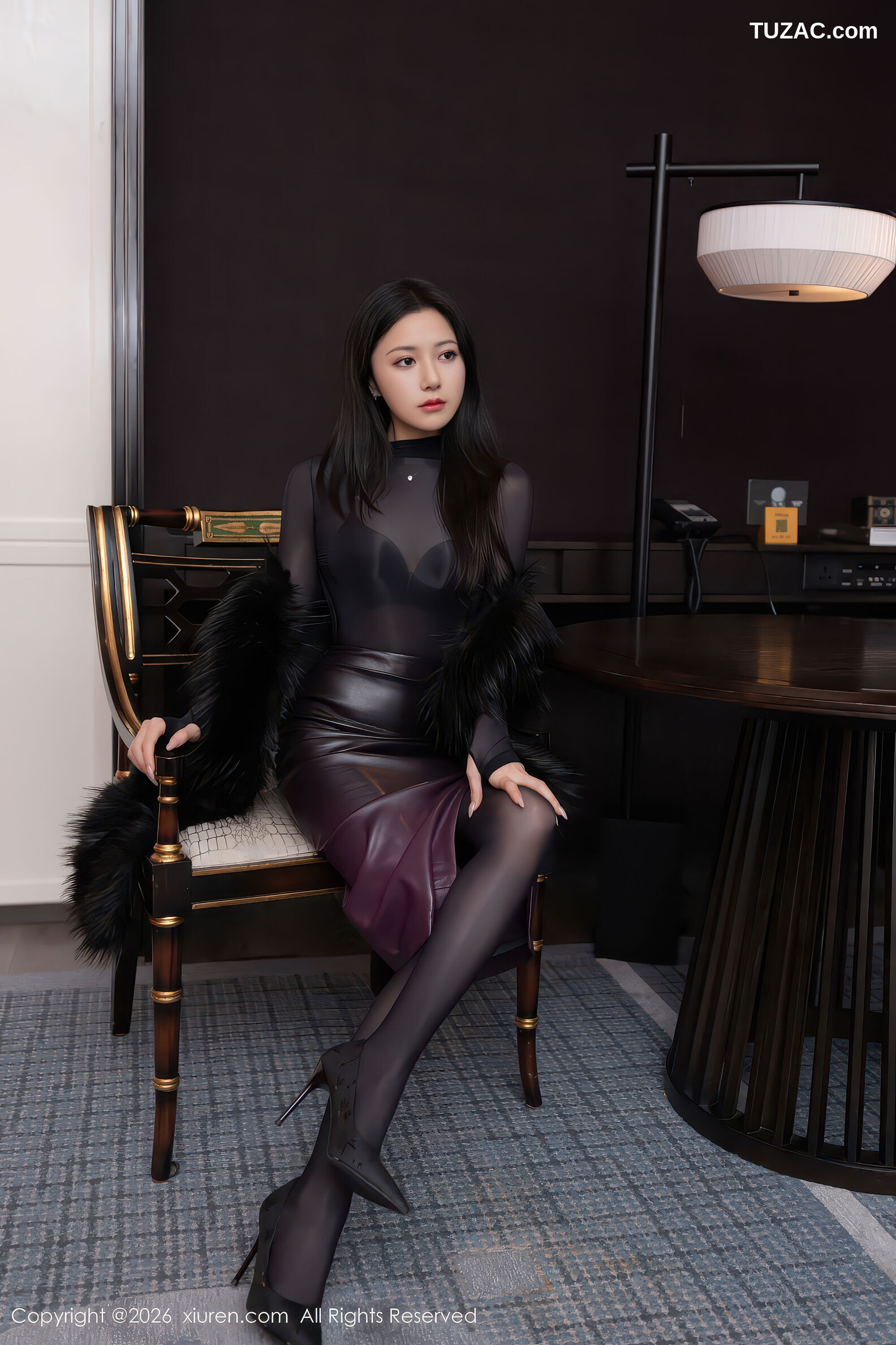 XiuRen秀人网-11245-鱼子酱Fish-黑色内衣连体丝袜-2026.01.16