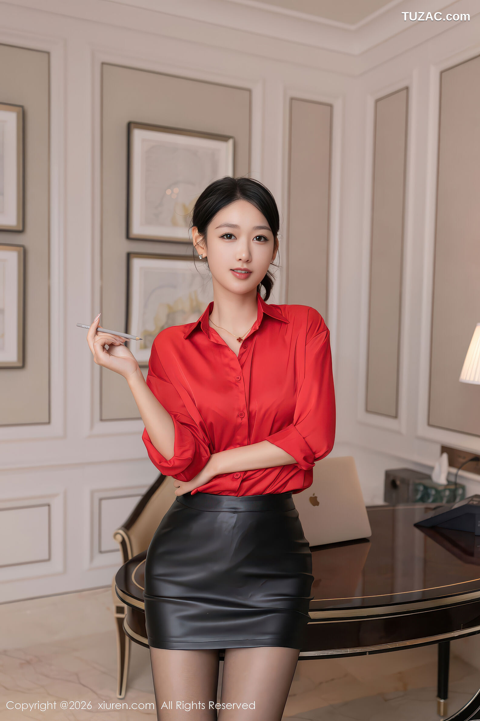 XiuRen秀人网-11249-唐安琪-OL红衬衫黑短裙黑丝-2026.01.19