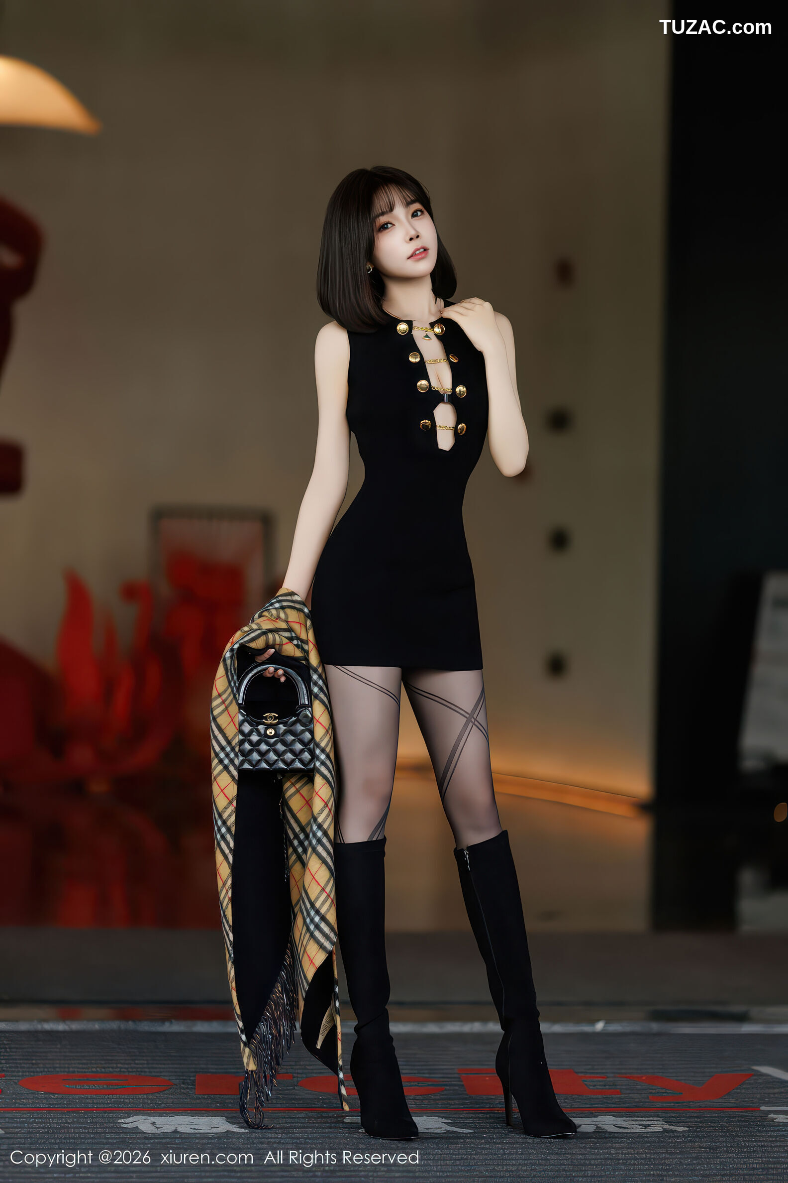 XiuRen秀人网-11252-莉芝荔枝-黑色连衣短裙-红色兔女郎黑丝-2026.01.20