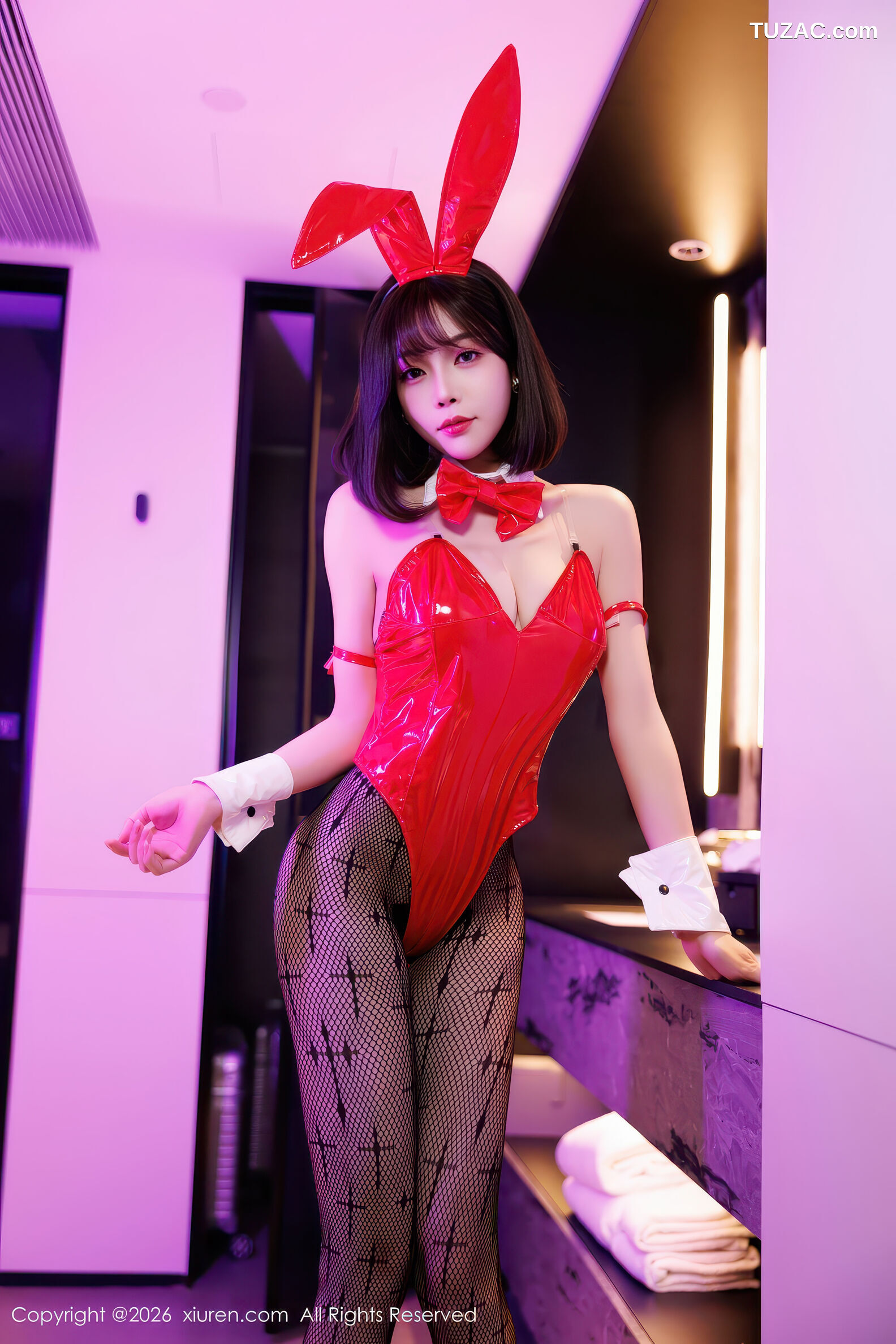 XiuRen秀人网-11252-莉芝荔枝-黑色连衣短裙-红色兔女郎黑丝-2026.01.20
