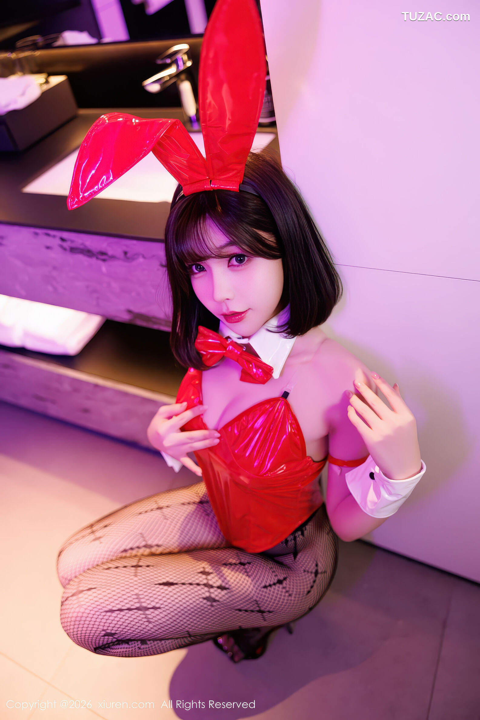 XiuRen秀人网-11252-莉芝荔枝-黑色连衣短裙-红色兔女郎黑丝-2026.01.20