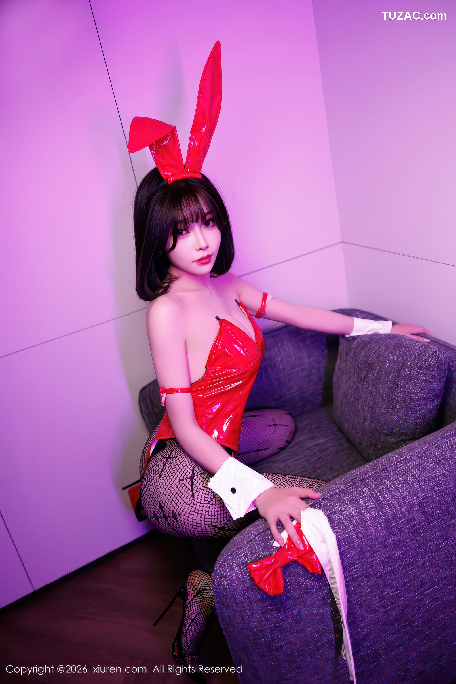 XiuRen秀人网-11252-莉芝荔枝-黑色连衣短裙-红色兔女郎黑丝-2026.01.20