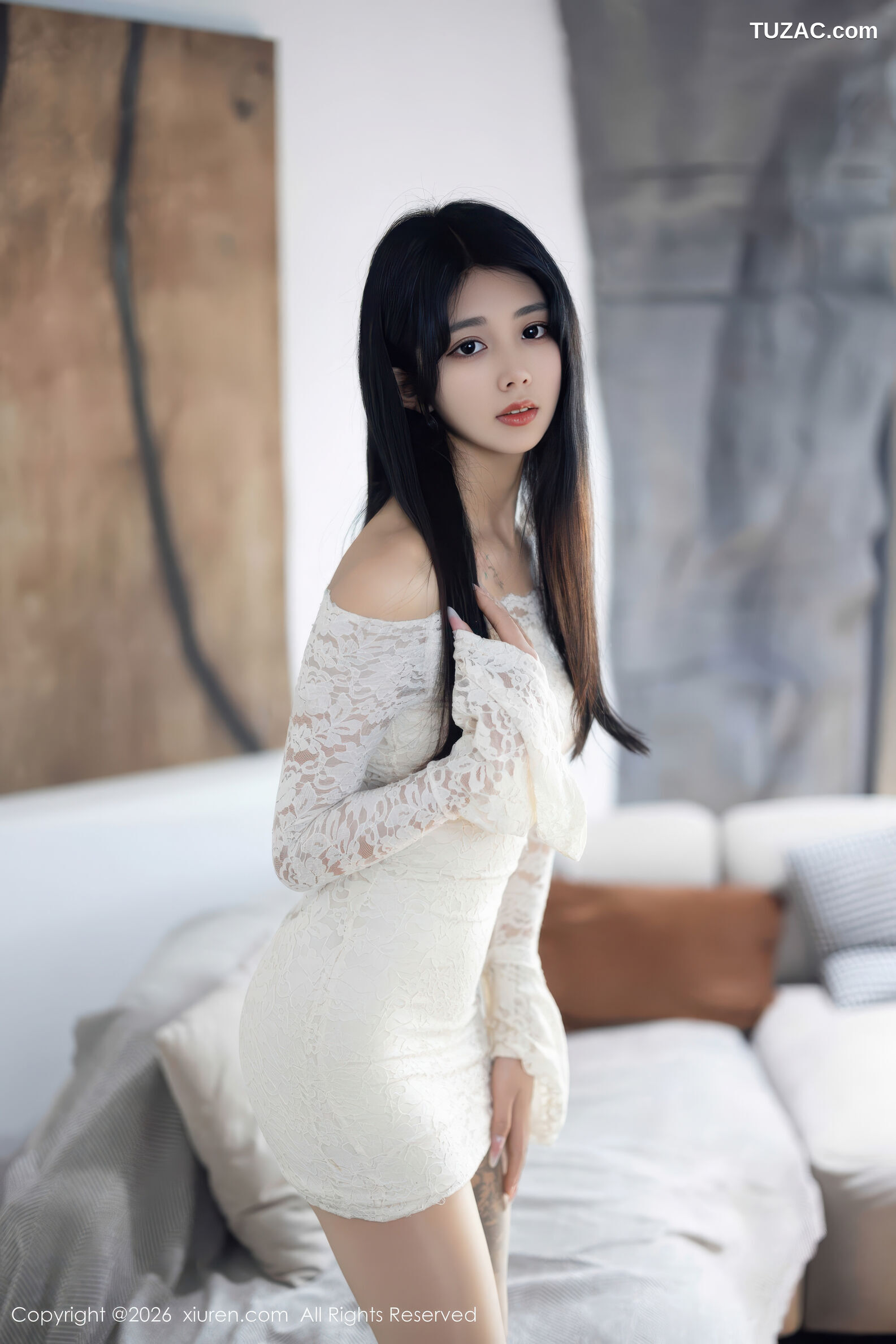 XiuRen秀人网-11255-姜冉冉_Renee-白蕾丝连衣短裙肉丝-2026.01.21