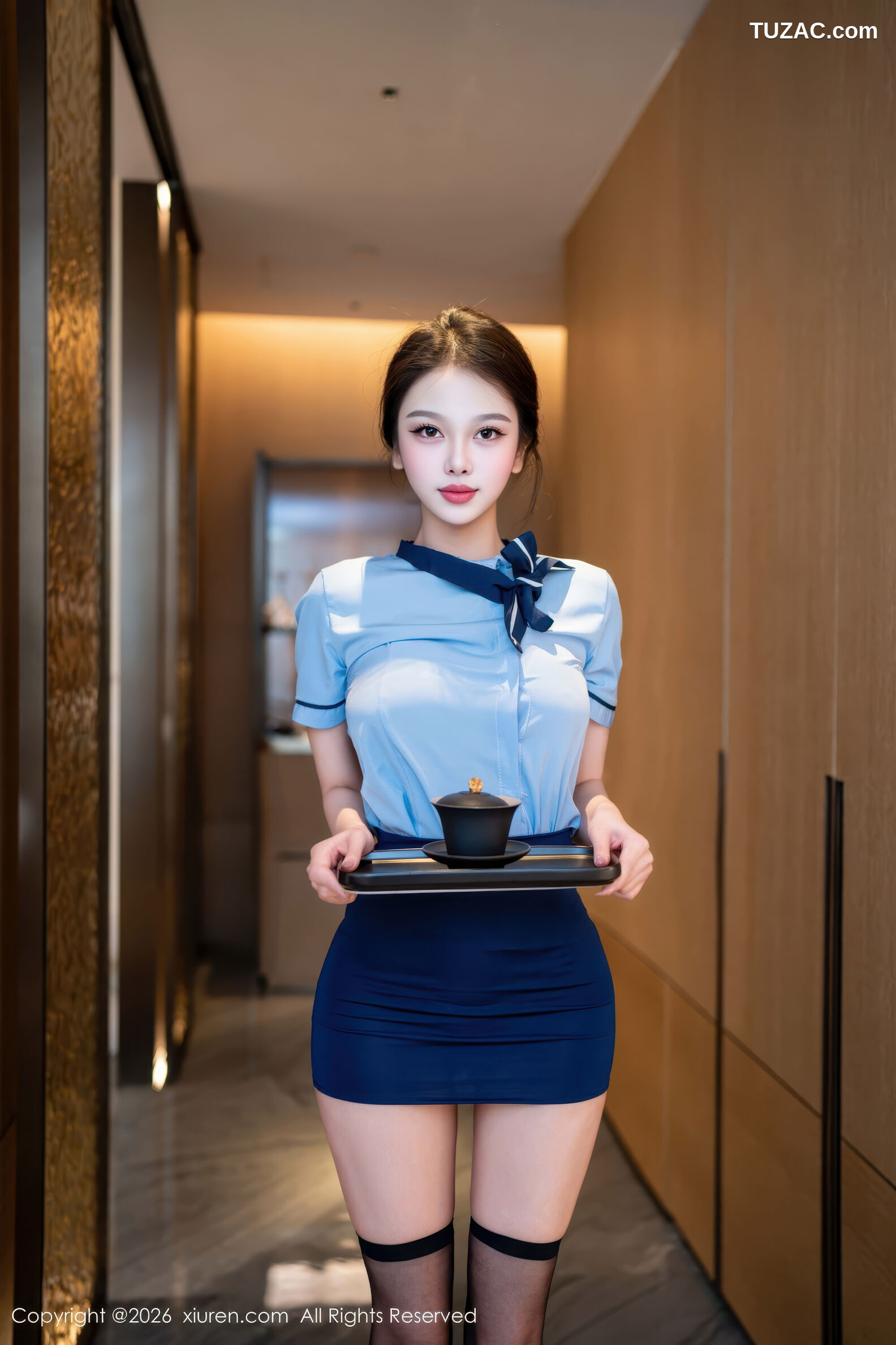 XiuRen秀人网-11259-诺诺子-酒店女服务生蓝衬衫深蓝短裙黑丝-2026.01.22