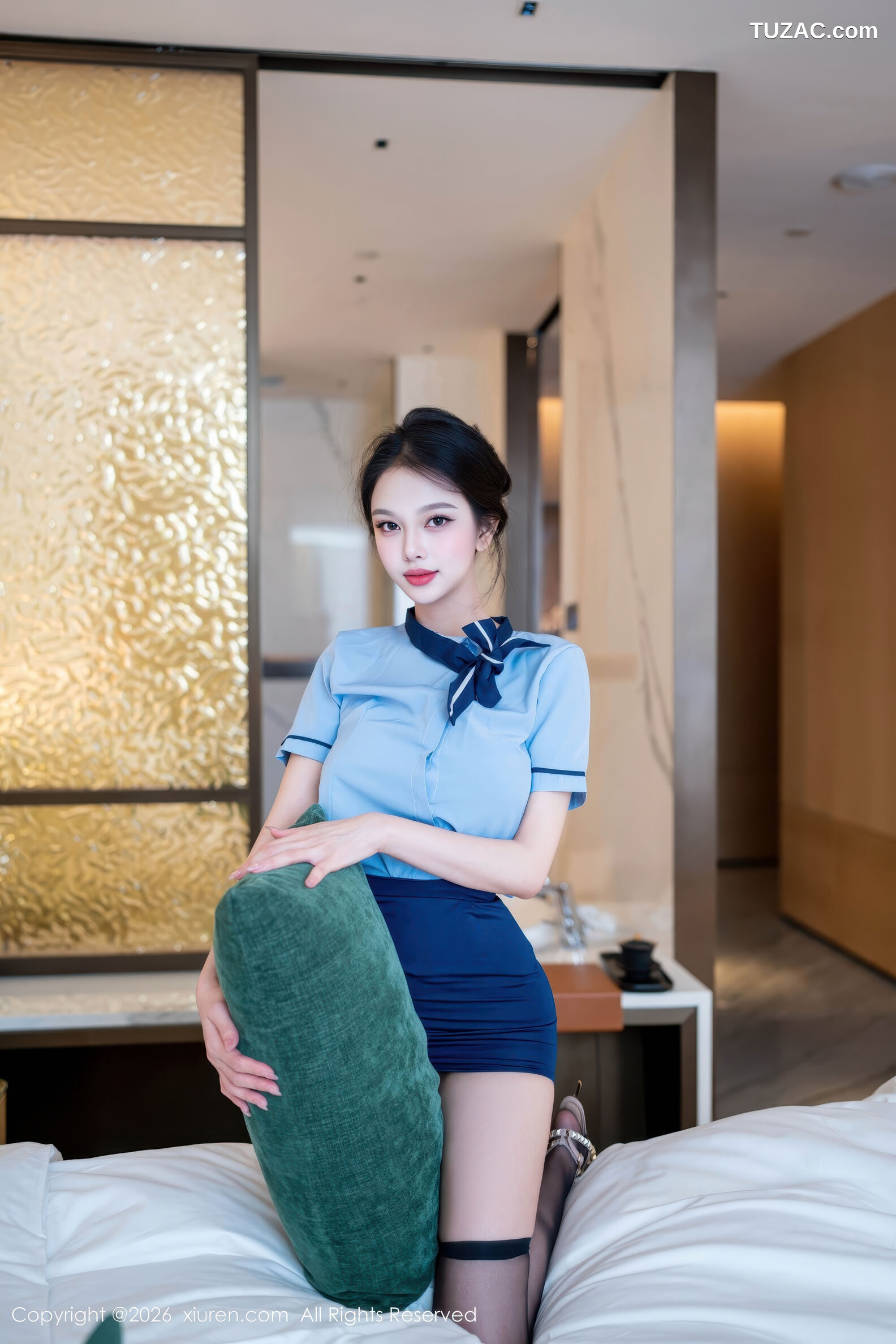 XiuRen秀人网-11259-诺诺子-酒店女服务生蓝衬衫深蓝短裙黑丝-2026.01.22