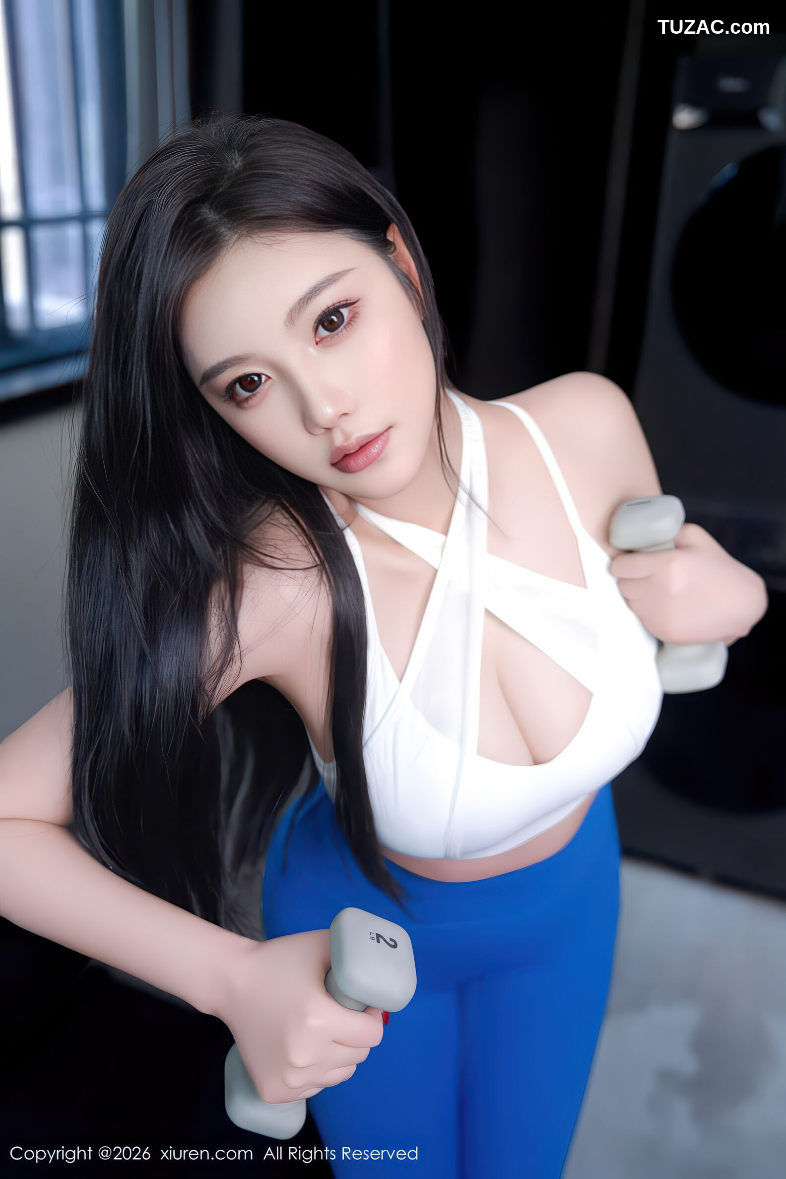 XiuRen秀人网-11287-杨晨晨-白色运动背心蓝色瑜伽裤-白色情趣内衣-2026.01.28