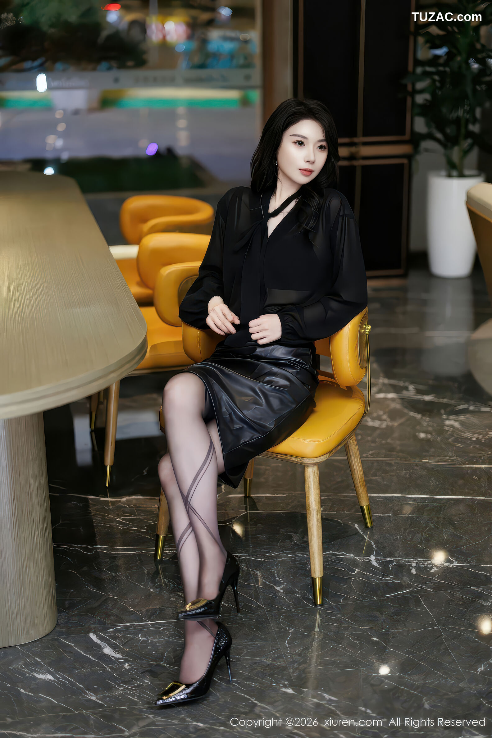 XiuRen秀人网-11291-梦心玥-黑衫黑色皮裙黑丝高跟-2026.01.29