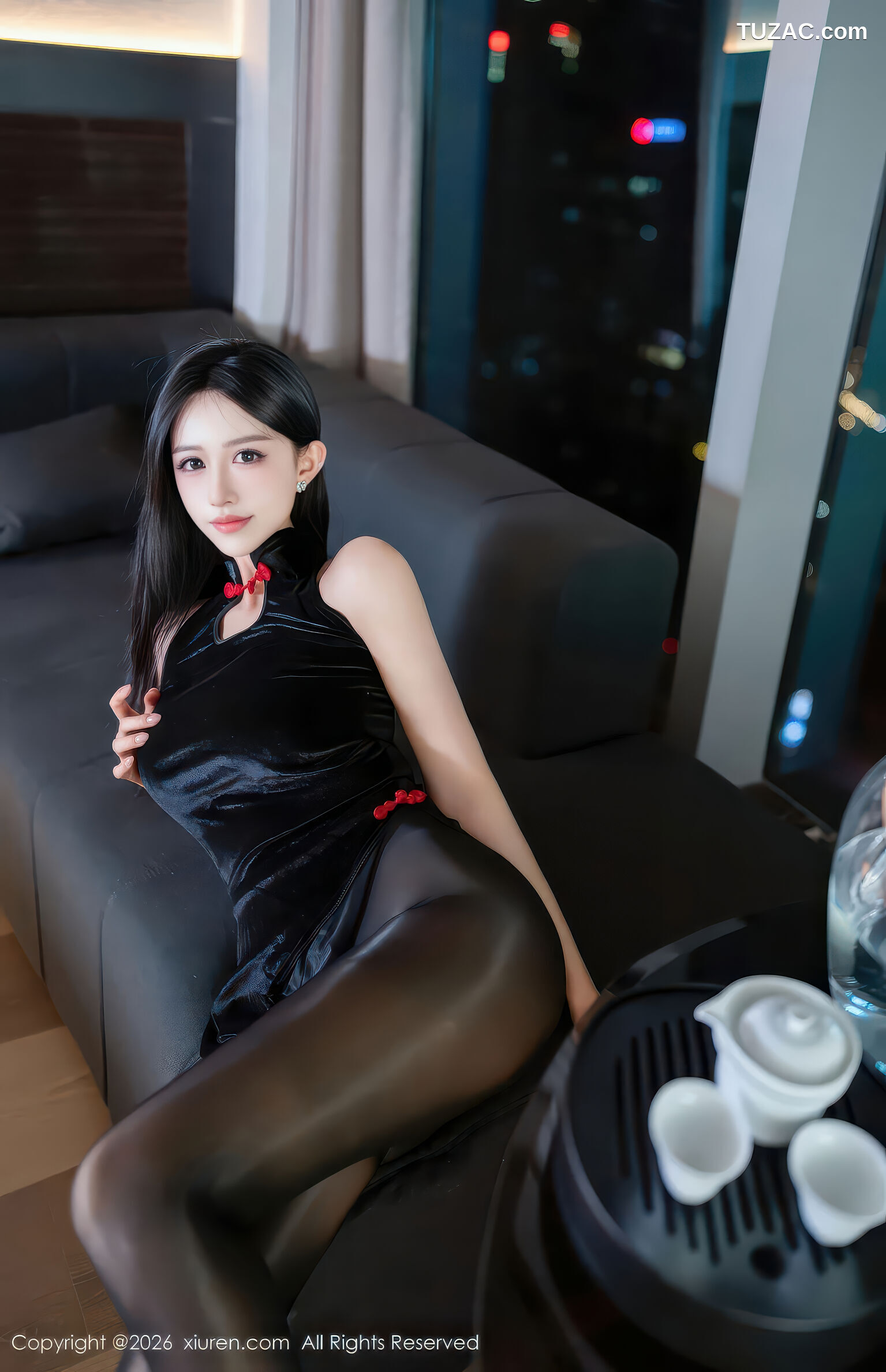 XiuRen秀人网-11300-shelly诗莉吖-黑色情趣短旗袍黑丝-2026.01.30