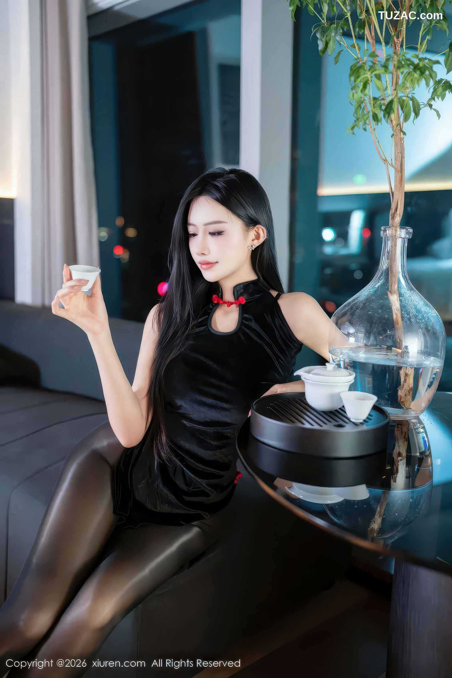 XiuRen秀人网-11300-shelly诗莉吖-黑色情趣短旗袍黑丝-2026.01.30