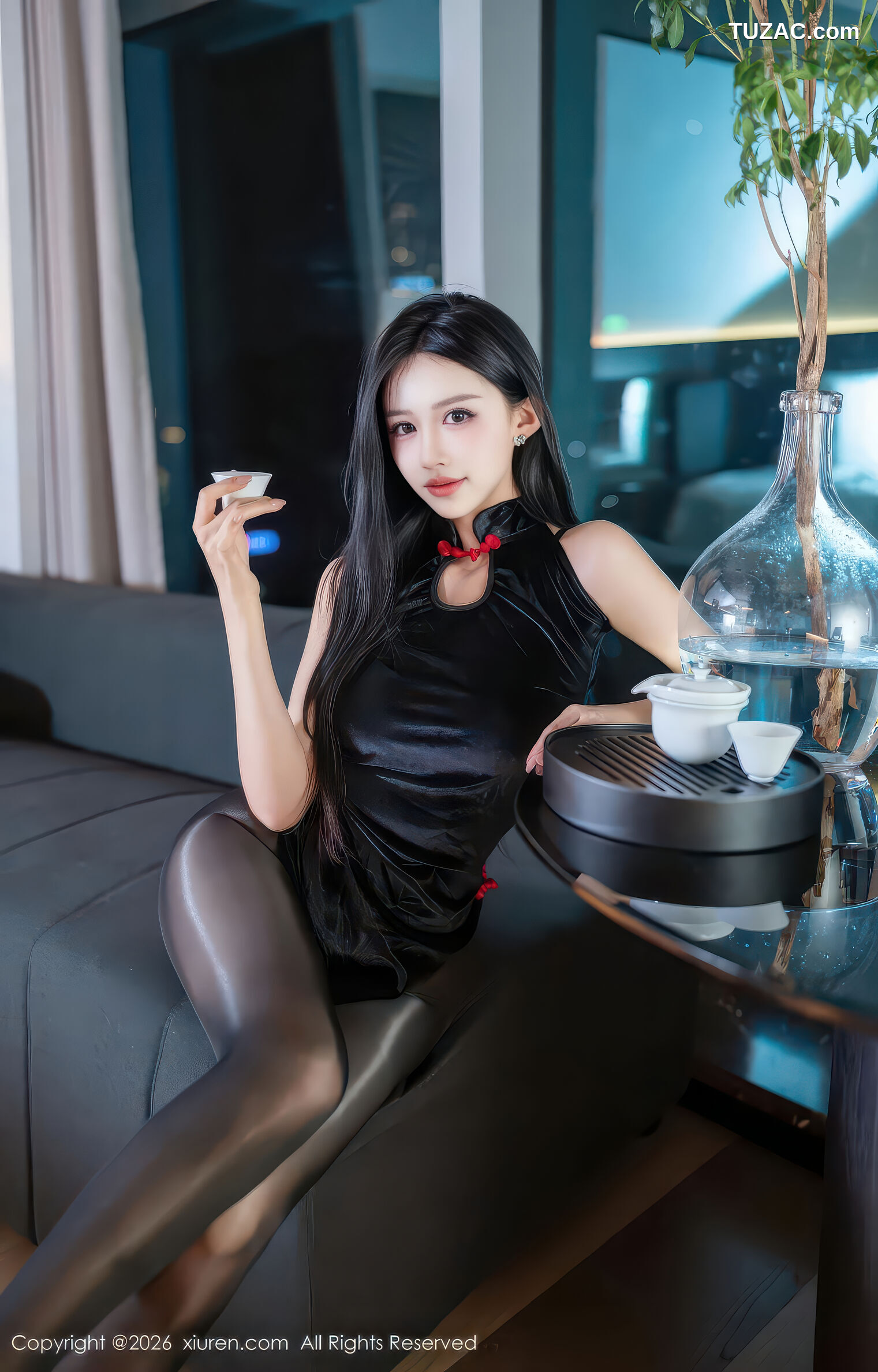 XiuRen秀人网-11300-shelly诗莉吖-黑色情趣短旗袍黑丝-2026.01.30