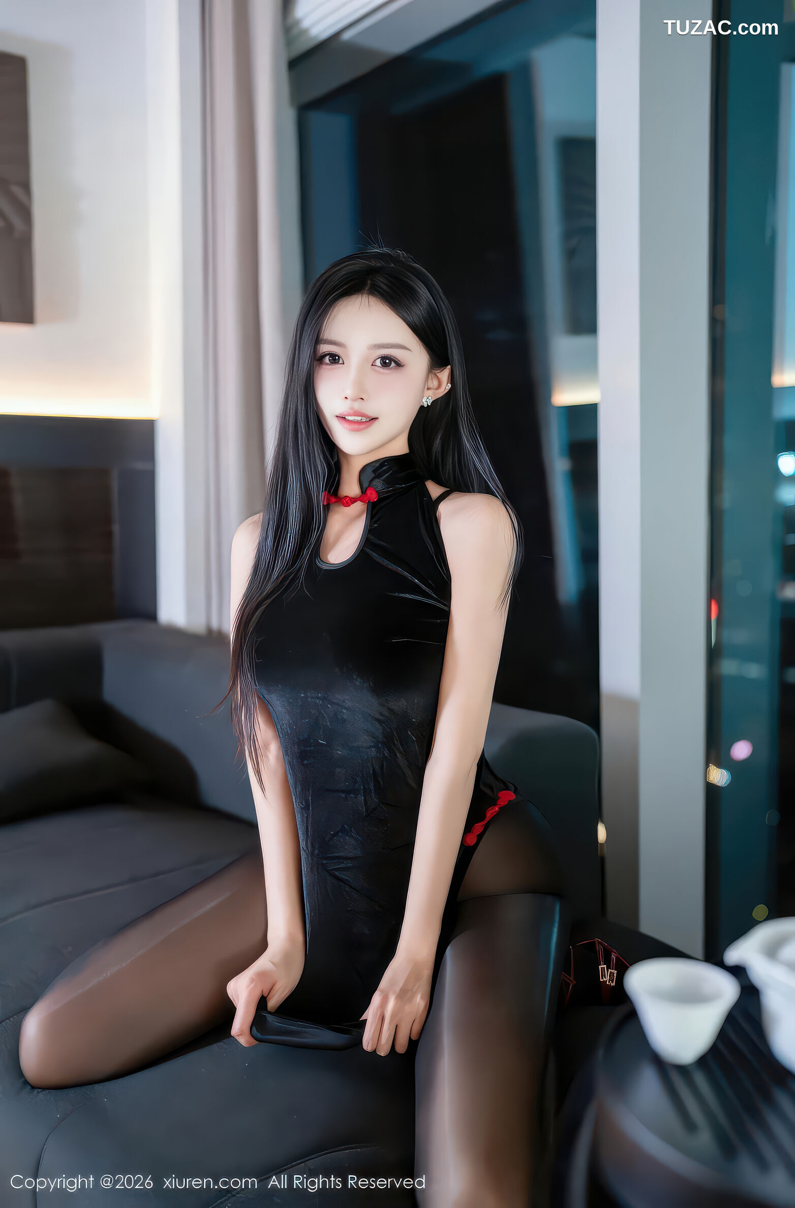 XiuRen秀人网-11300-shelly诗莉吖-黑色情趣短旗袍黑丝-2026.01.30
