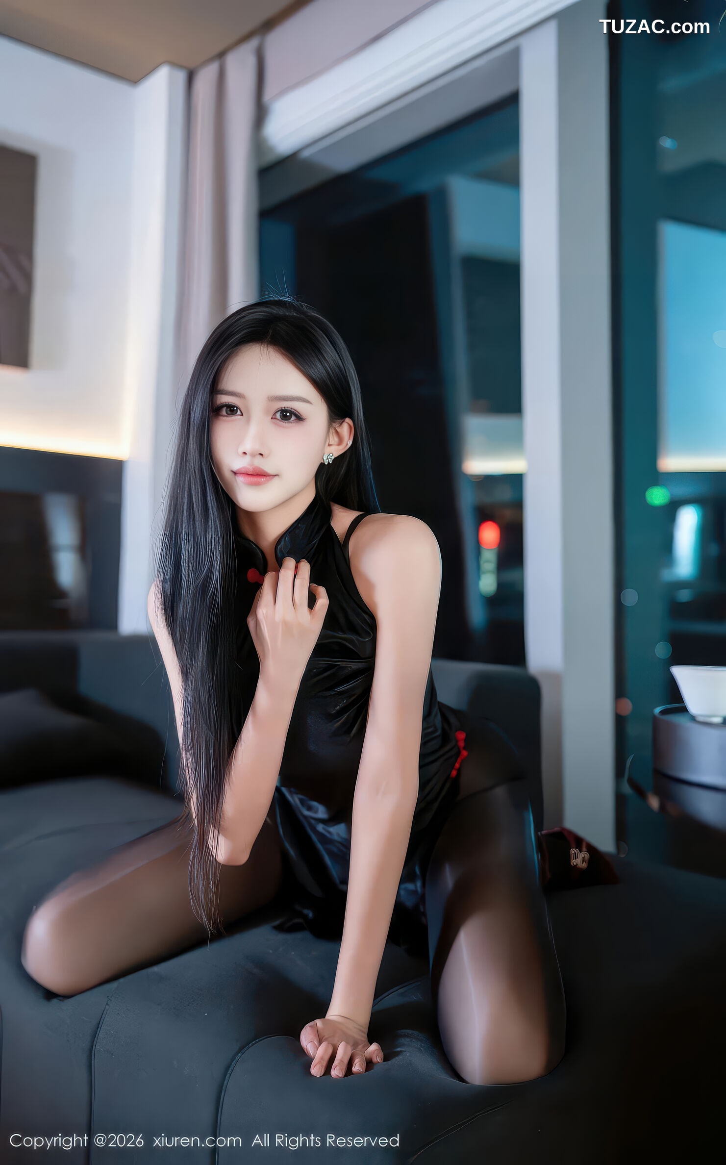 XiuRen秀人网-11300-shelly诗莉吖-黑色情趣短旗袍黑丝-2026.01.30