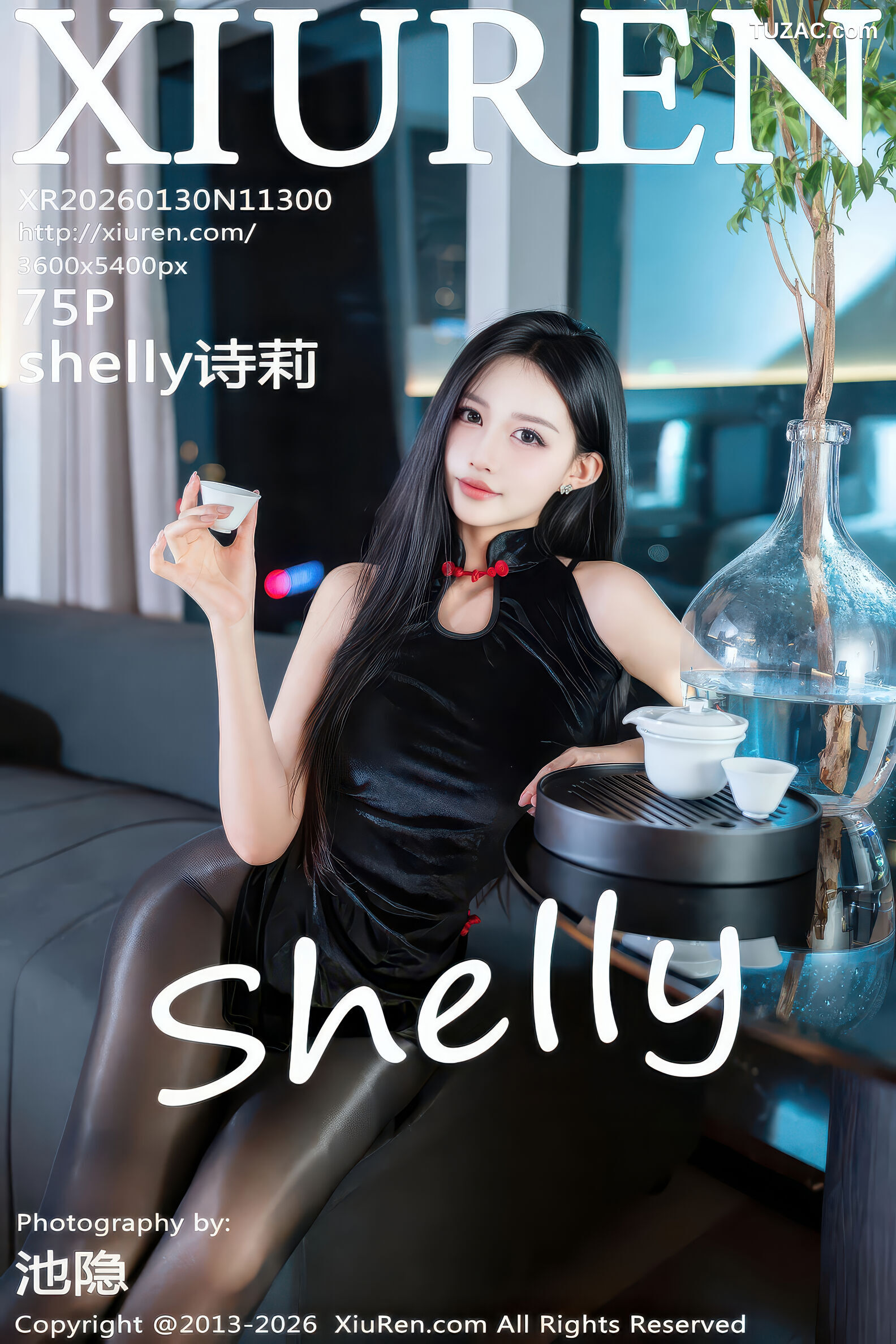 XiuRen秀人网-11300-shelly诗莉吖-黑色情趣短旗袍黑丝-2026.01.30