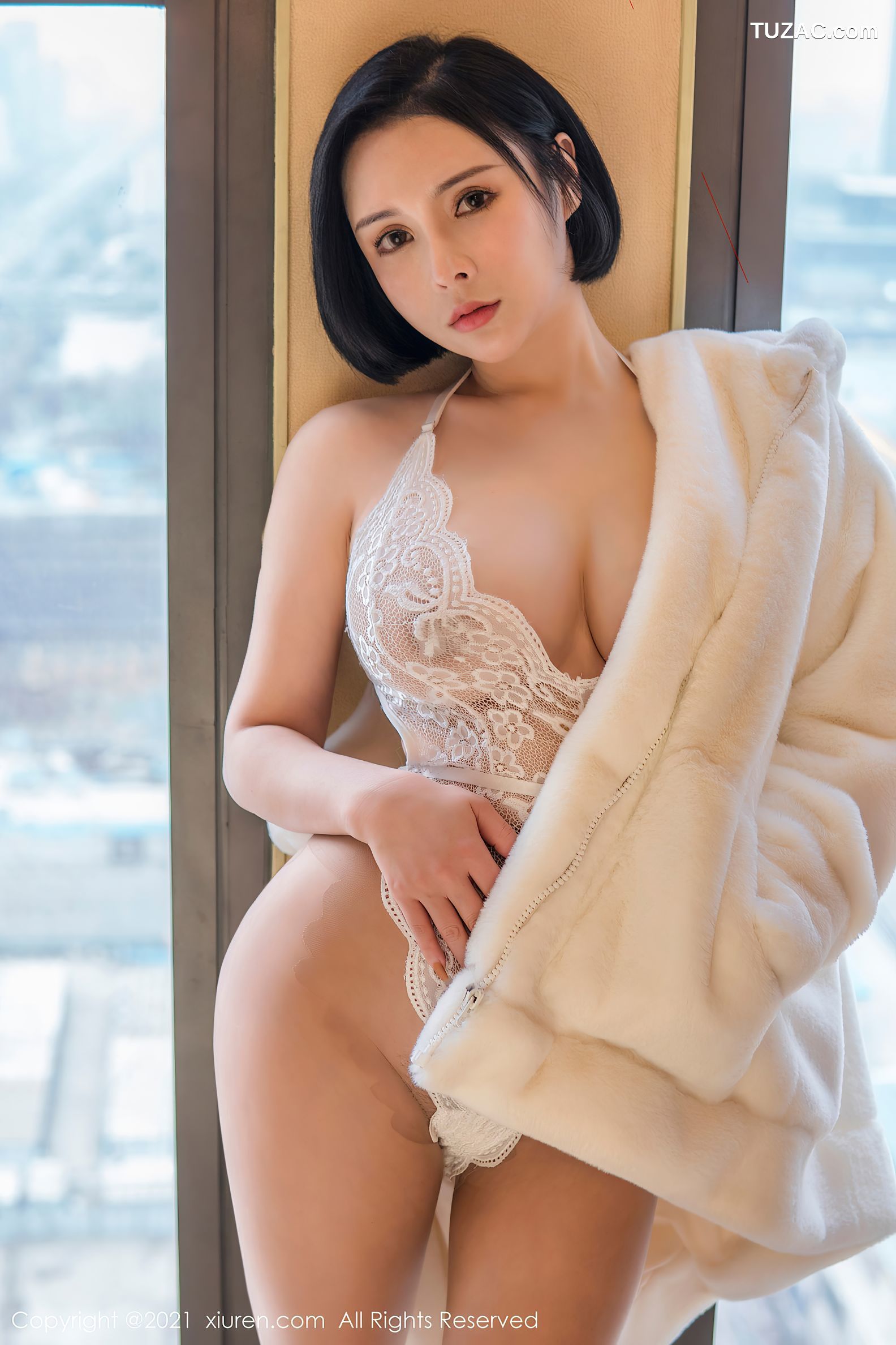 XiuRen秀人网-3138-韩珊珊-白色缕空连体内衣肉丝-2021.02.25