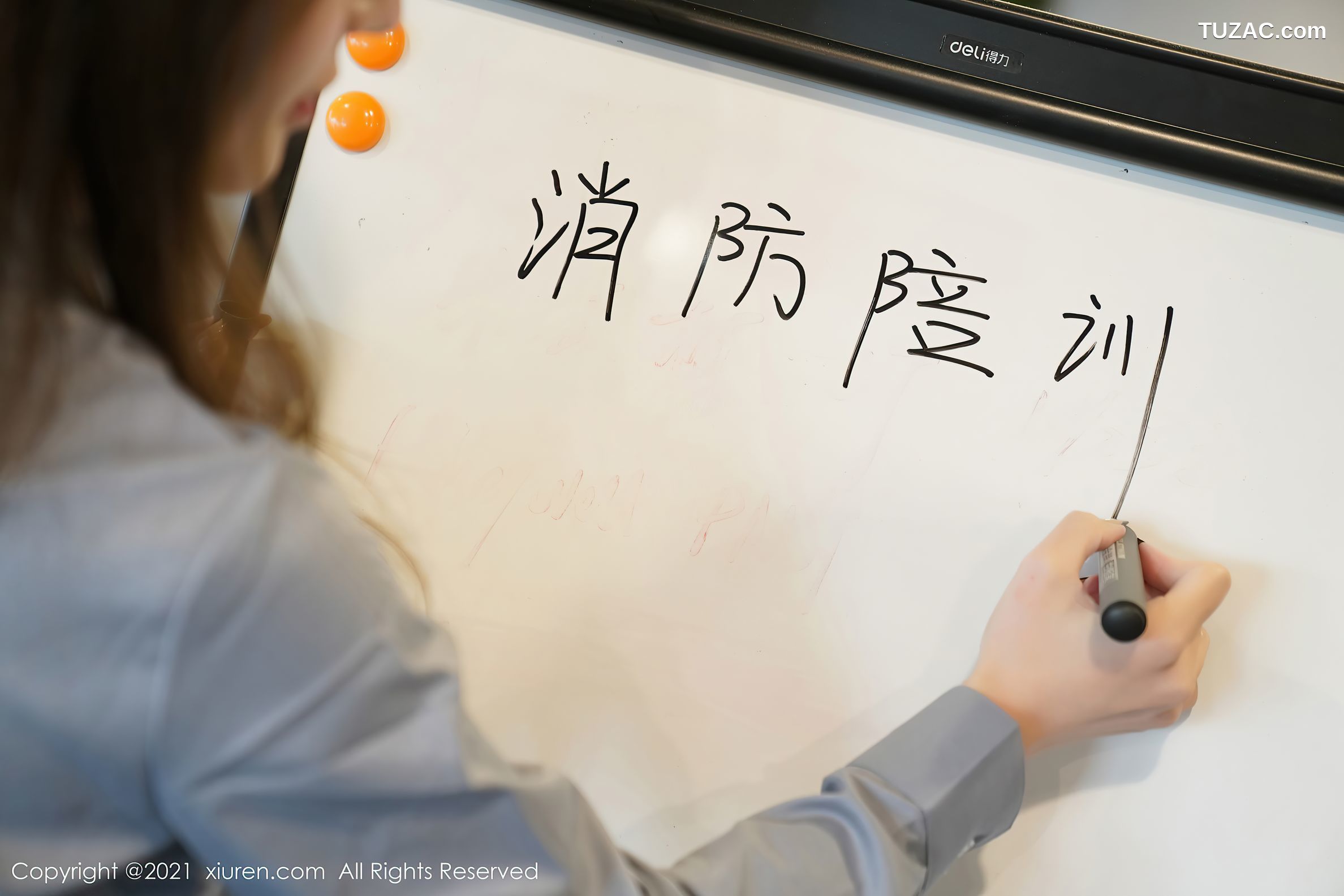 XiuRen秀人网-3187-周于希Sandy-消防培训主题-性感黑短裙超薄黑丝-2021.03.10