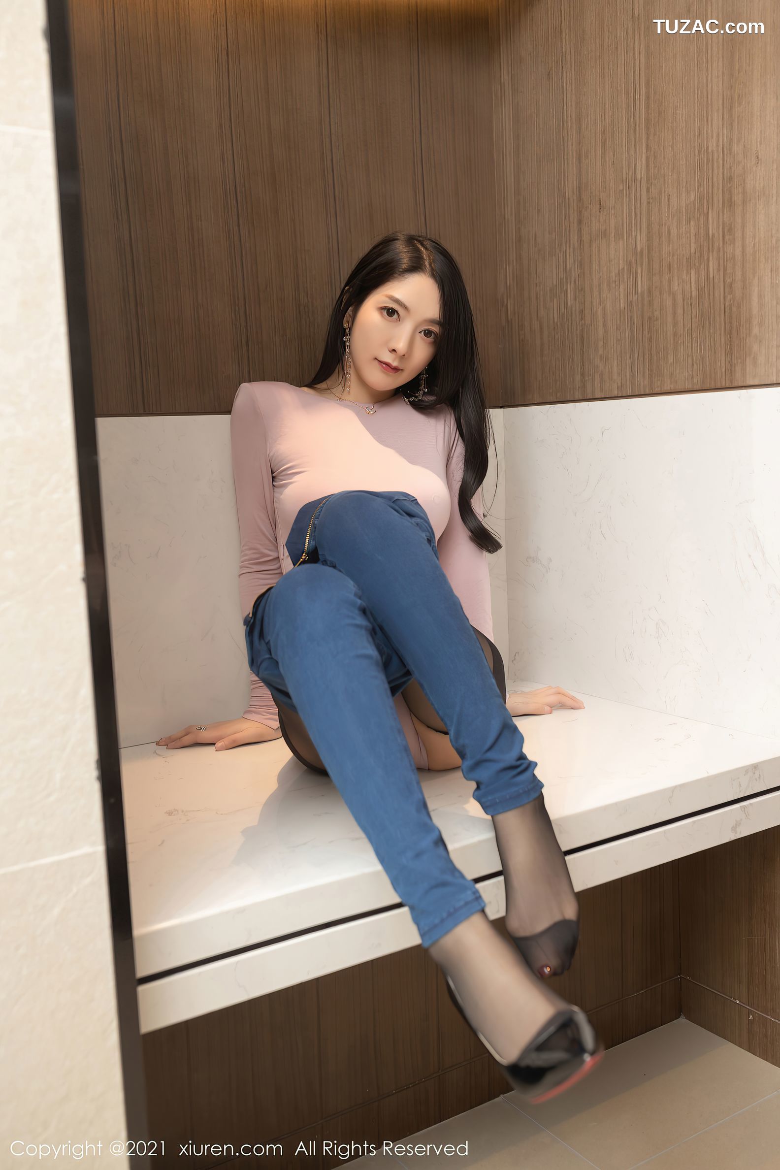 XiuRen秀人网-3227-Angela小热巴-尾随视觉主题连体衣黑丝-2021.03.22