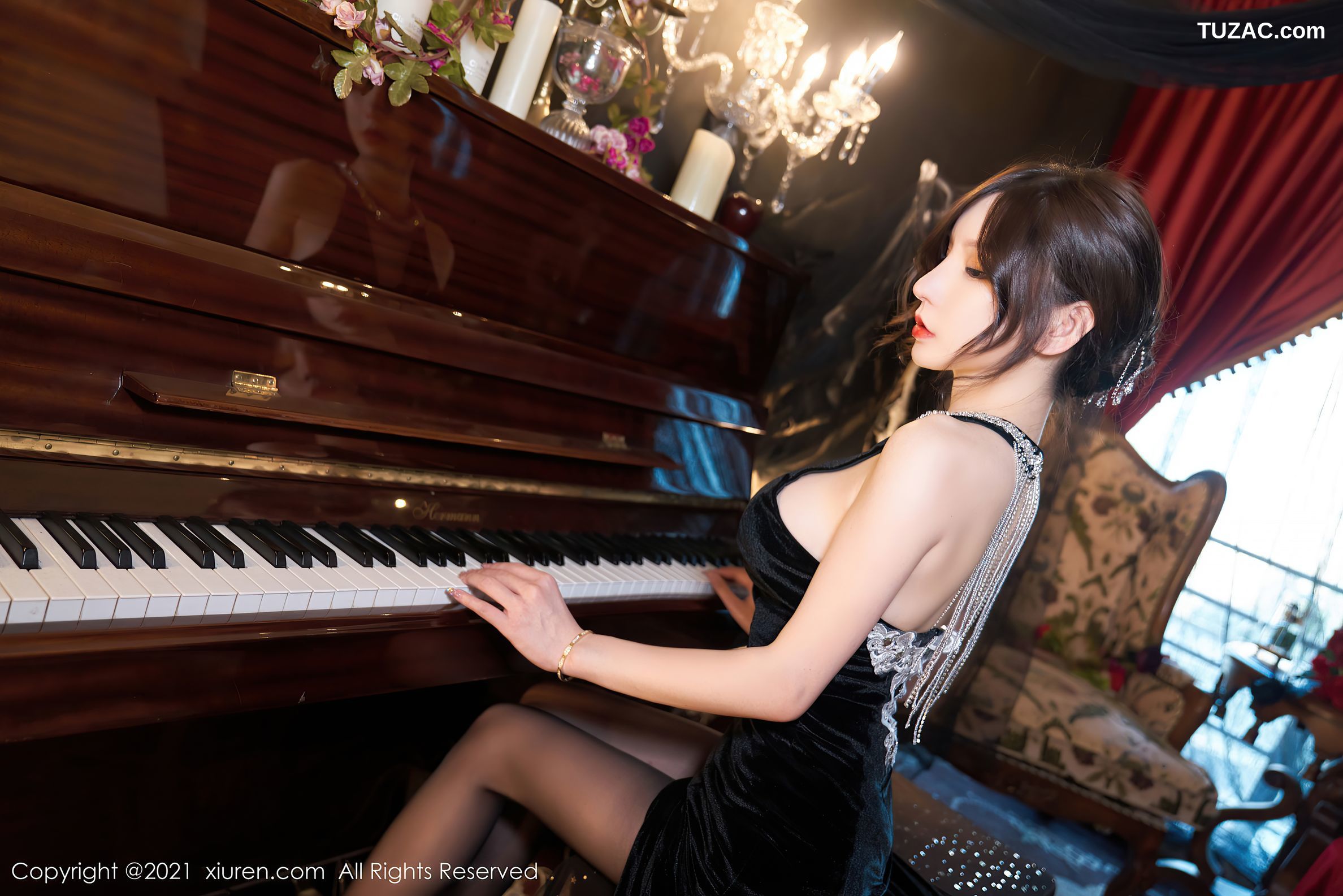 XiuRen秀人网-3879-周于希Sandy-黑色露背晚礼服黑丝-12-2021.08.31