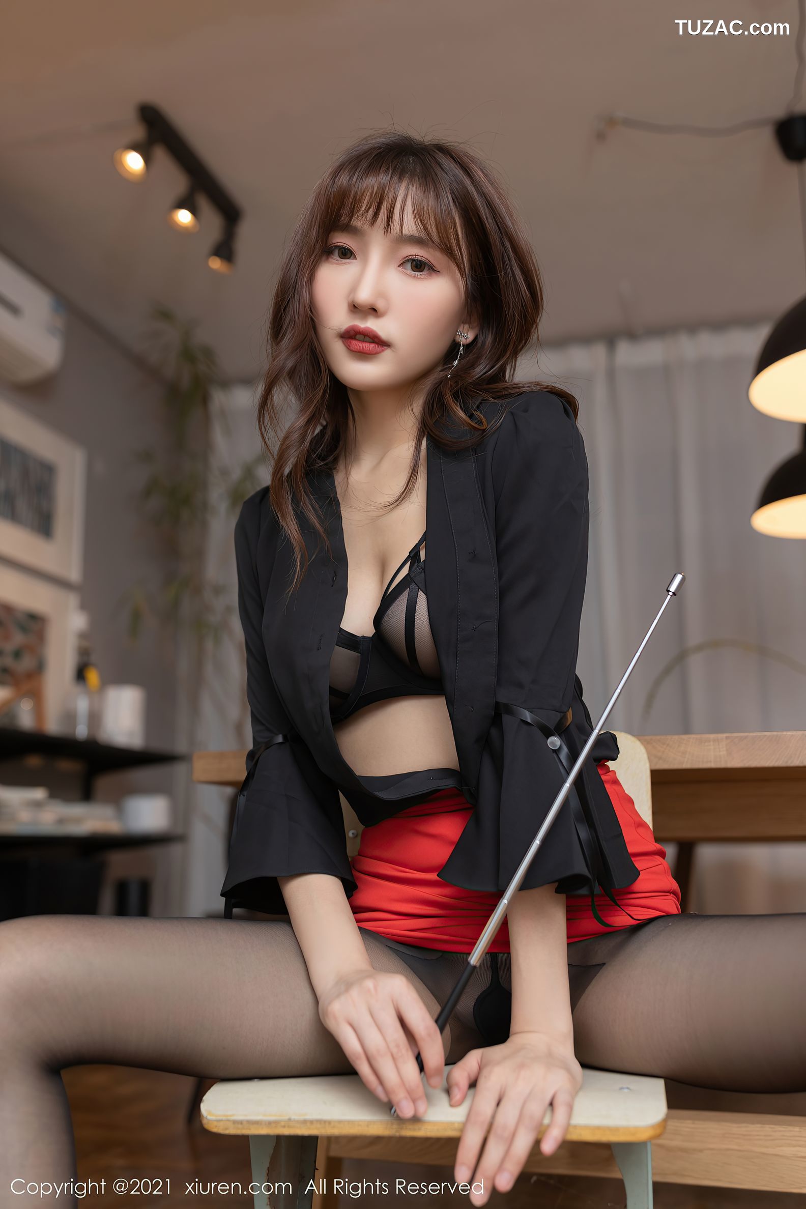 XiuRen秀人网-3961-陆萱萱-家教老师主题性感内衣超薄黑丝迷人-2021.09.16