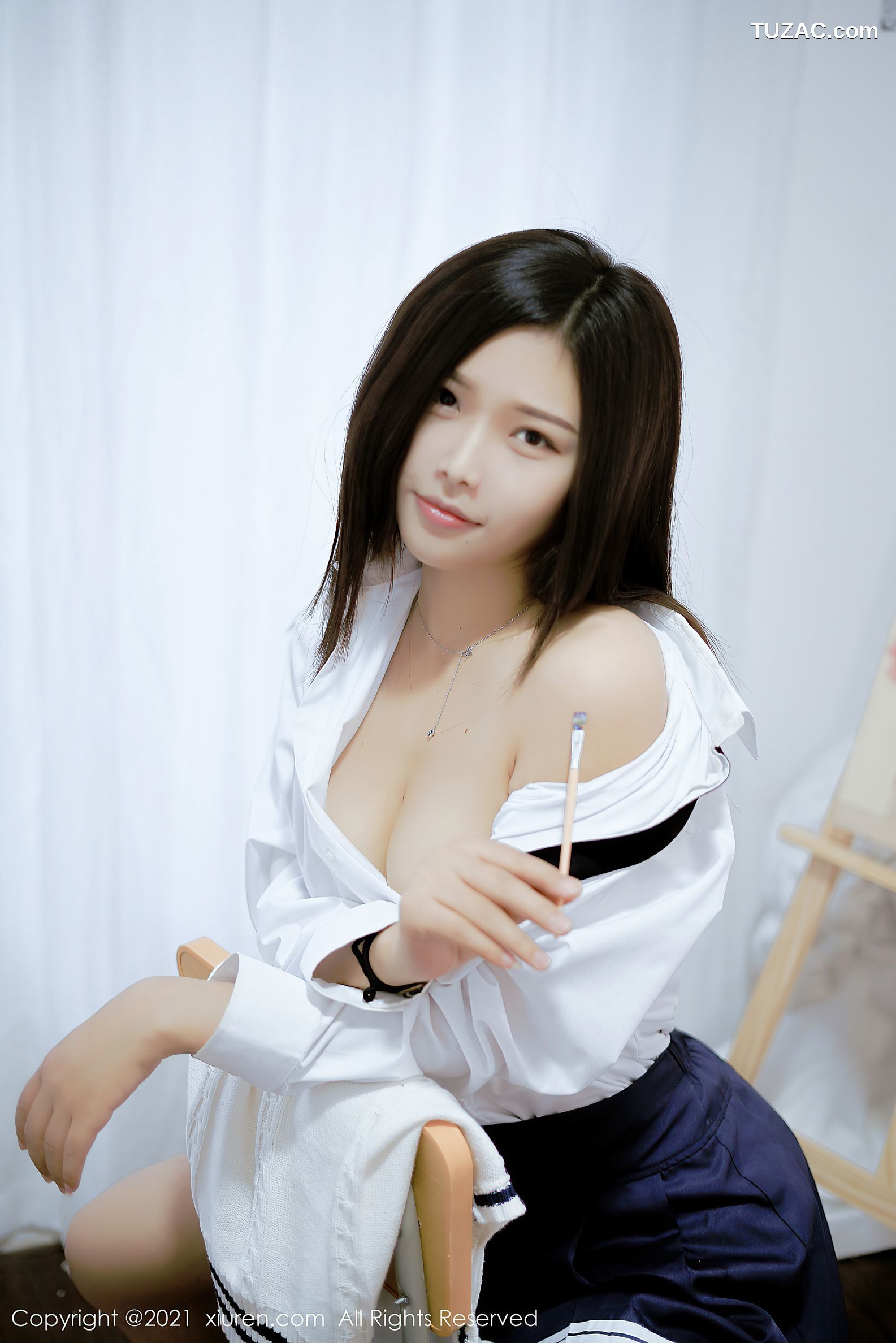 XiuRen秀人网-4013-星萌-清纯典雅校园制服主题性感白衬衫-2021.09.29
