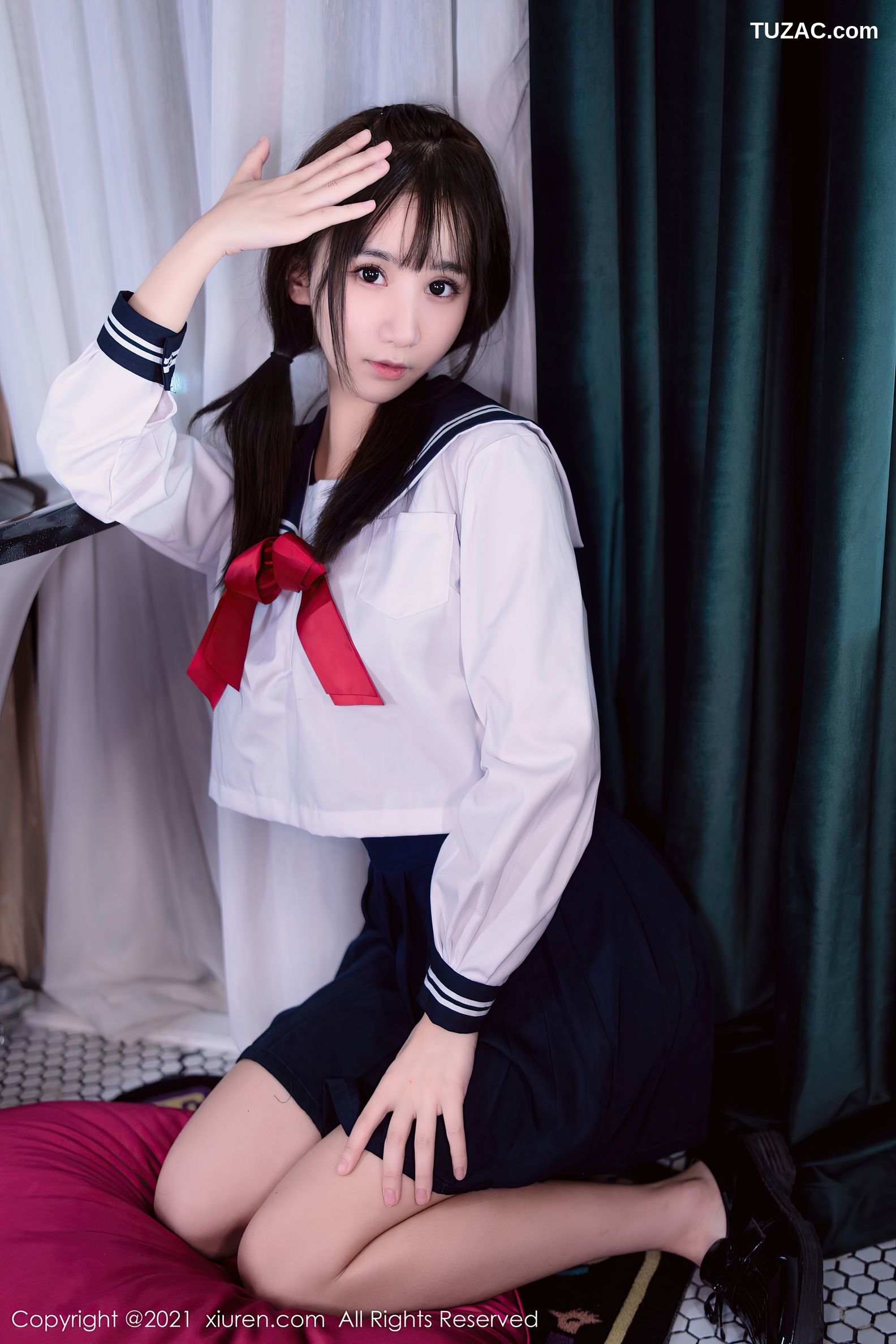 XiuRen秀人网-4108-小果冻儿-JK制服高叉连体衣牛奶湿身-2021.10.25