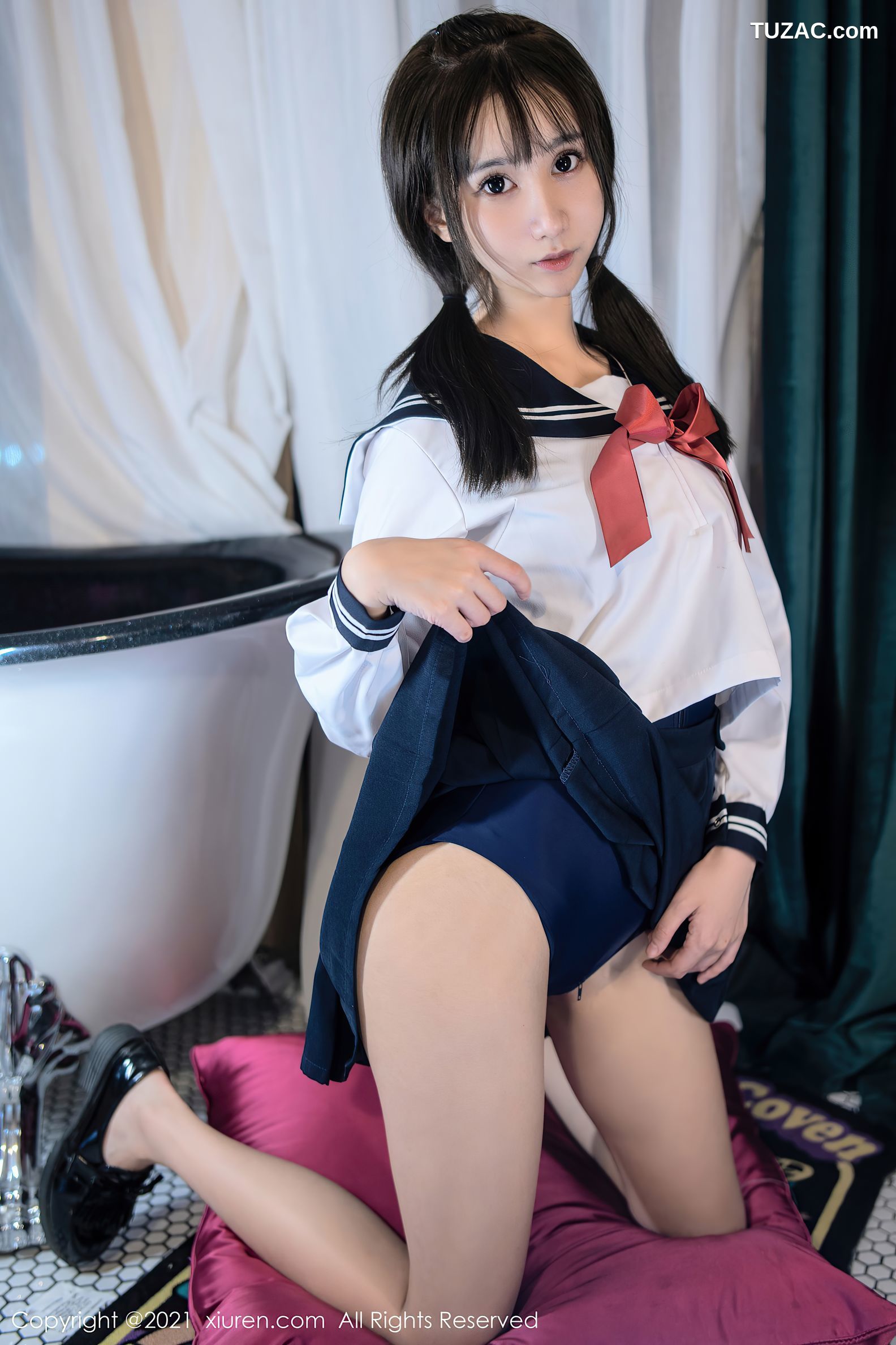 XiuRen秀人网-4108-小果冻儿-JK制服高叉连体衣牛奶湿身-2021.10.25