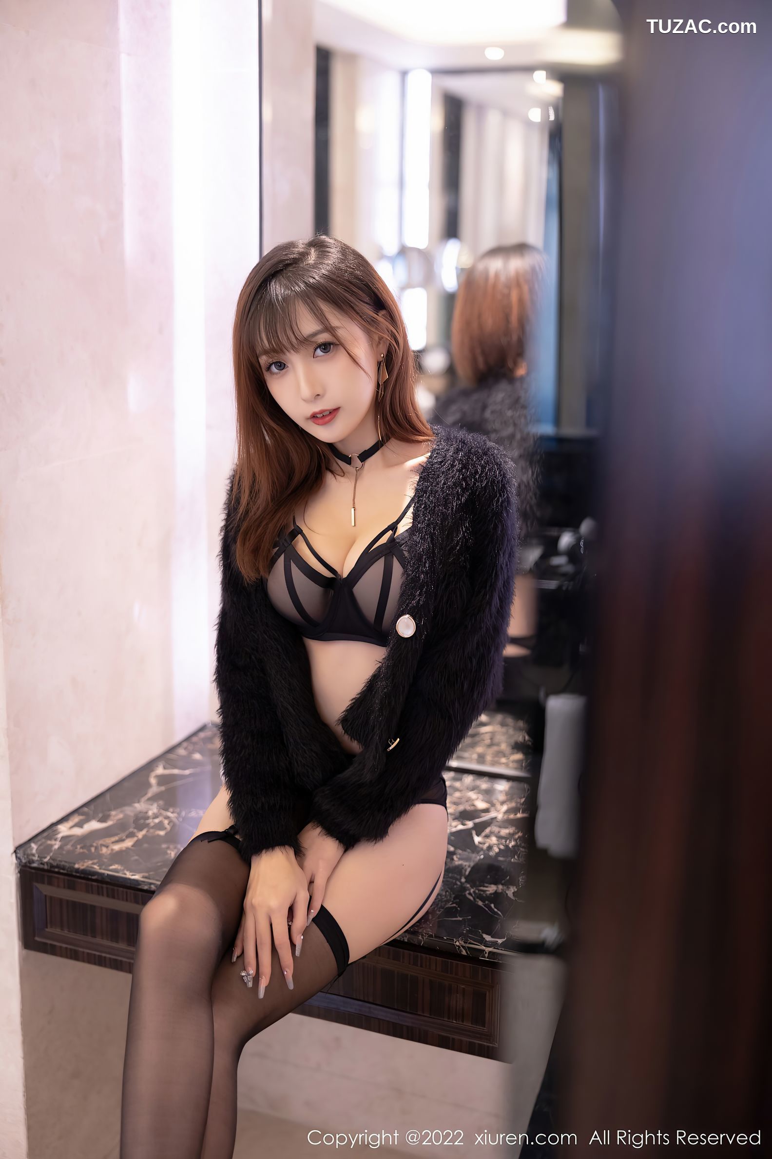 XiuRen秀人网-4632-林星阑-性感深色轻透内衣黑丝袜-2022.02.24