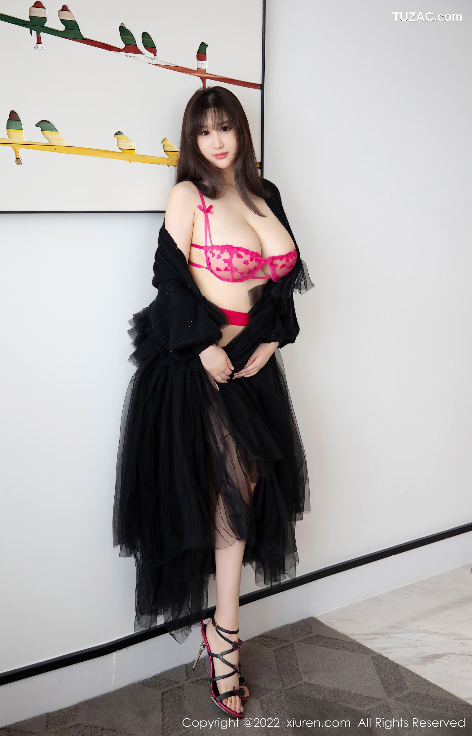 XiuRen秀人网-4765-王俪丁小宝贝-床上粉红内衣-2022.03.24