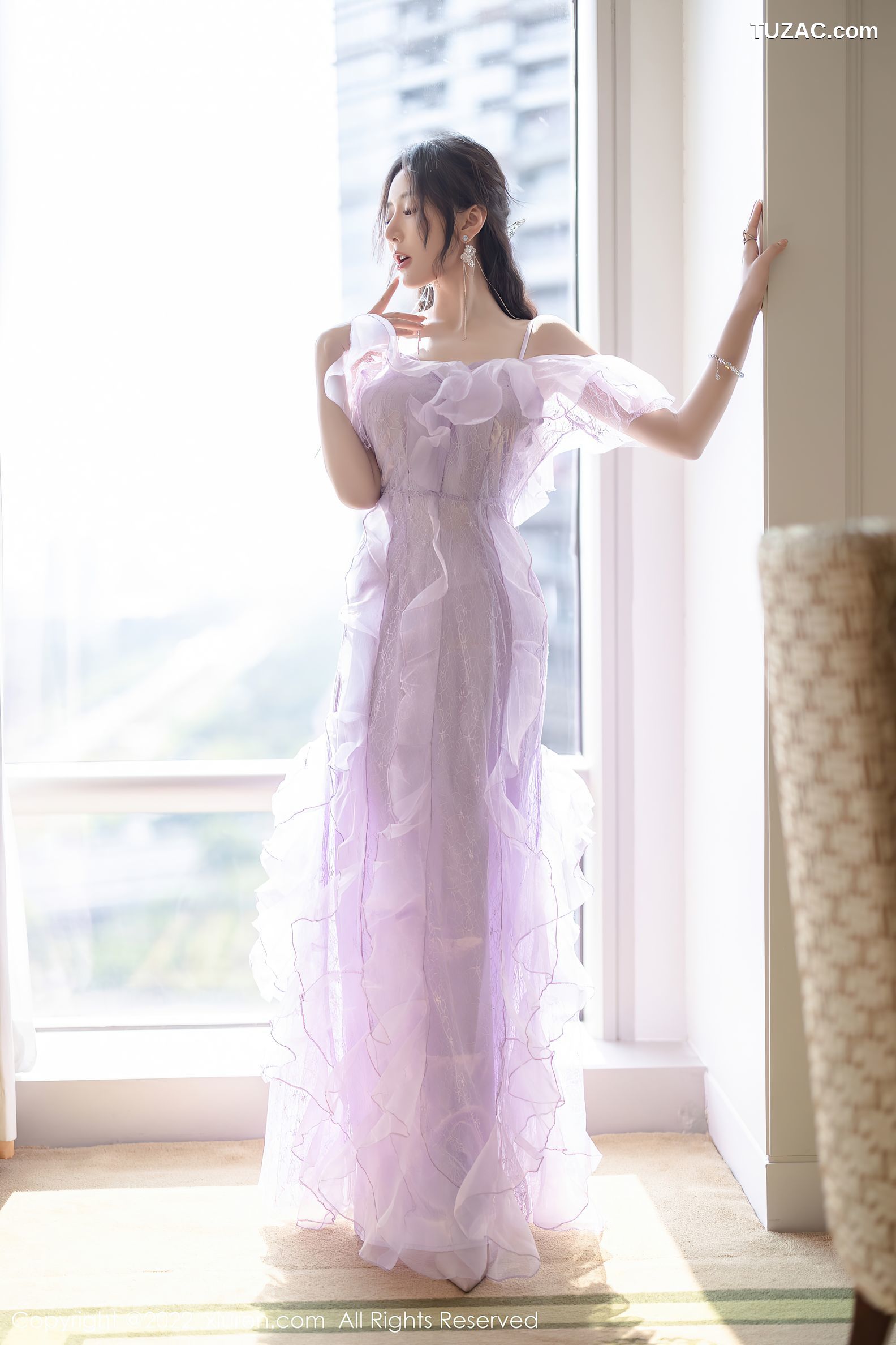 XiuRen秀人网-4949-王馨瑶Yanni-厦门旅拍-浅紫色薄纱透视裙-2022.04.29