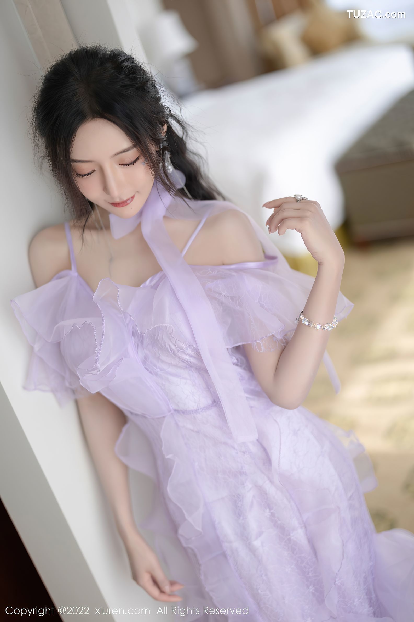XiuRen秀人网-4949-王馨瑶Yanni-厦门旅拍-浅紫色薄纱透视裙-2022.04.29