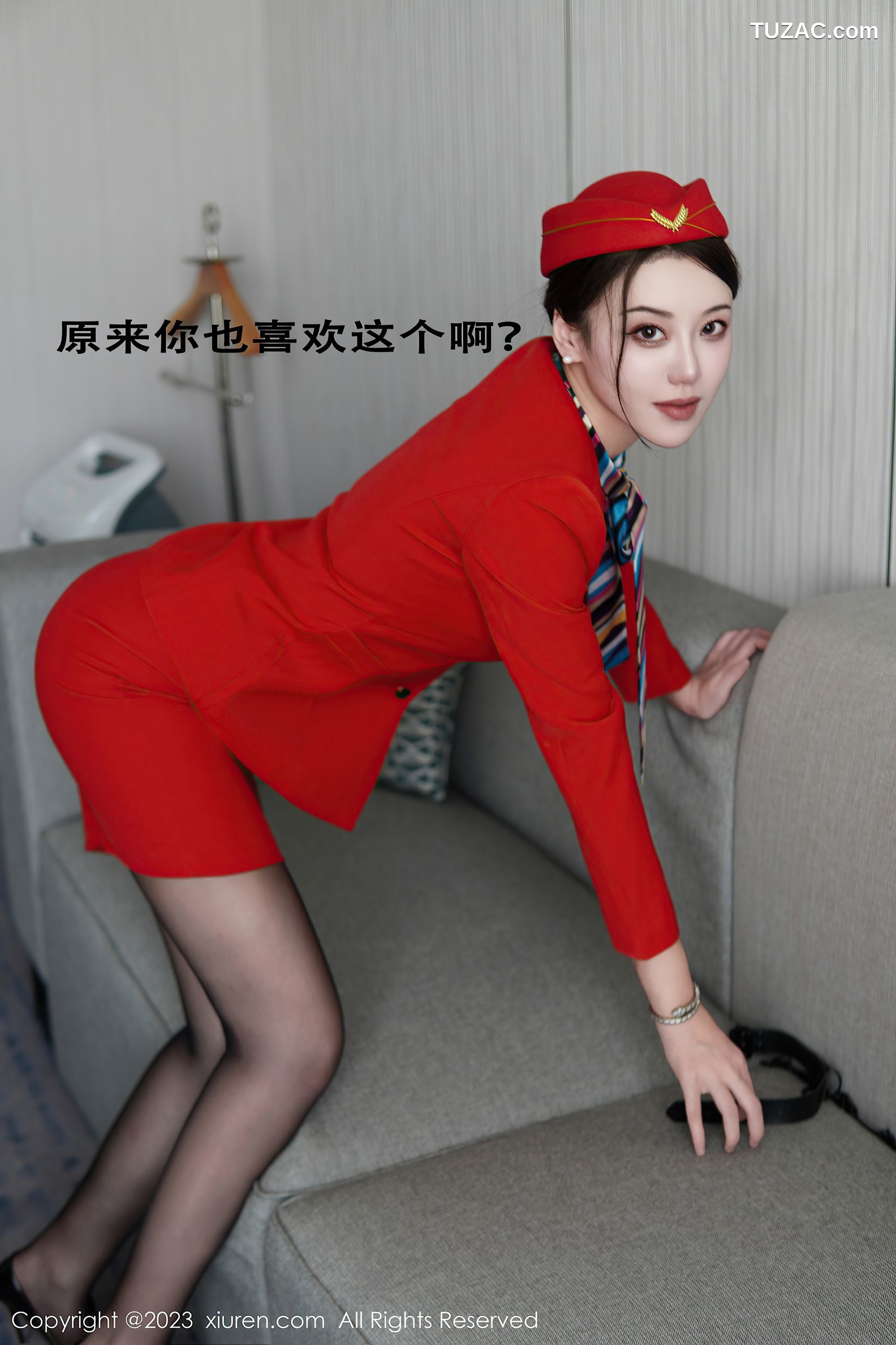 XiuRen秀人网-6088-米娜-空姐制服黑色蕾丝内衣