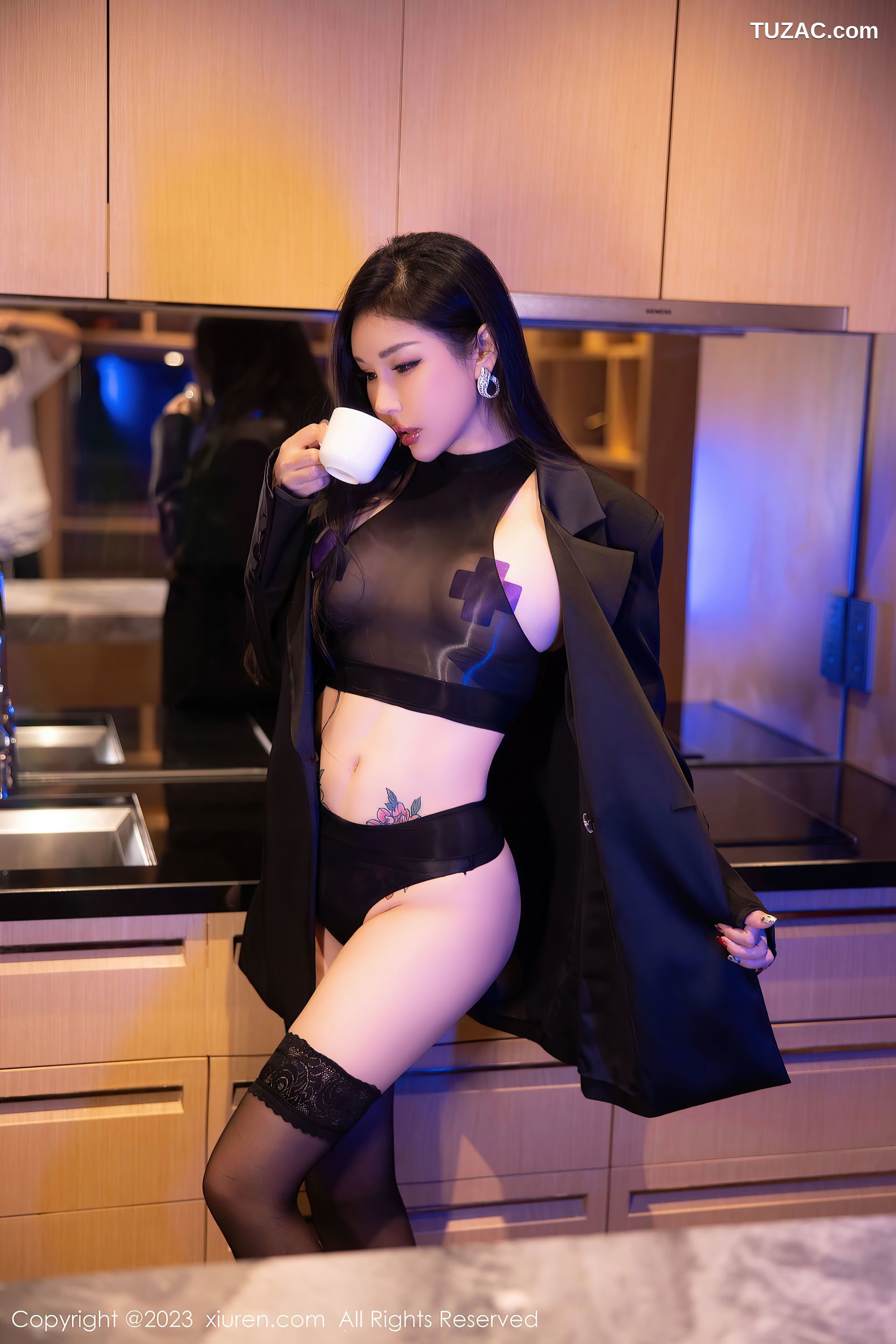 XiuRen秀人网-6143-田冰冰-黑色情趣服饰豪乳遮点