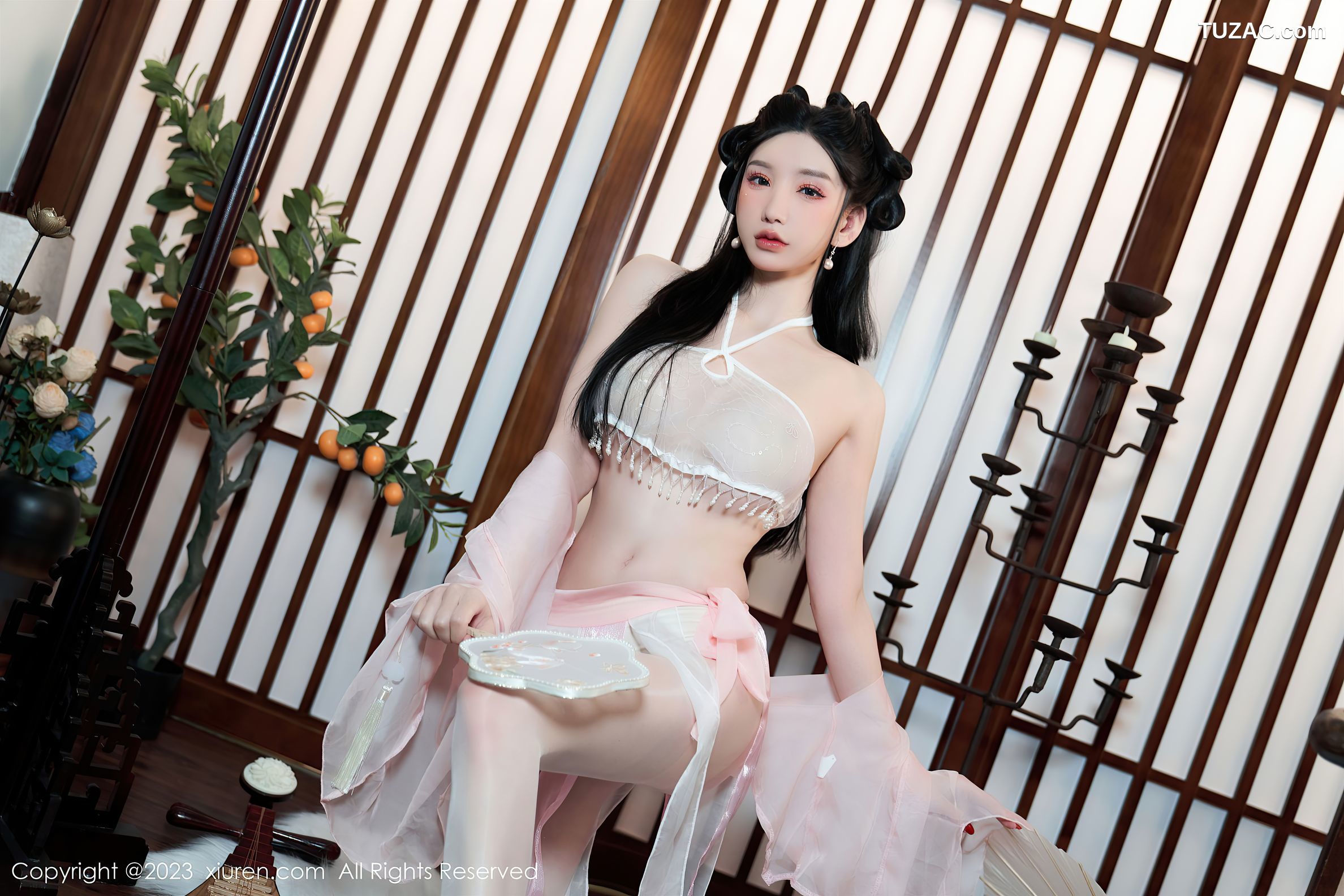 XiuRen秀人网-6217-周于希-粉色古装服饰超薄肉丝