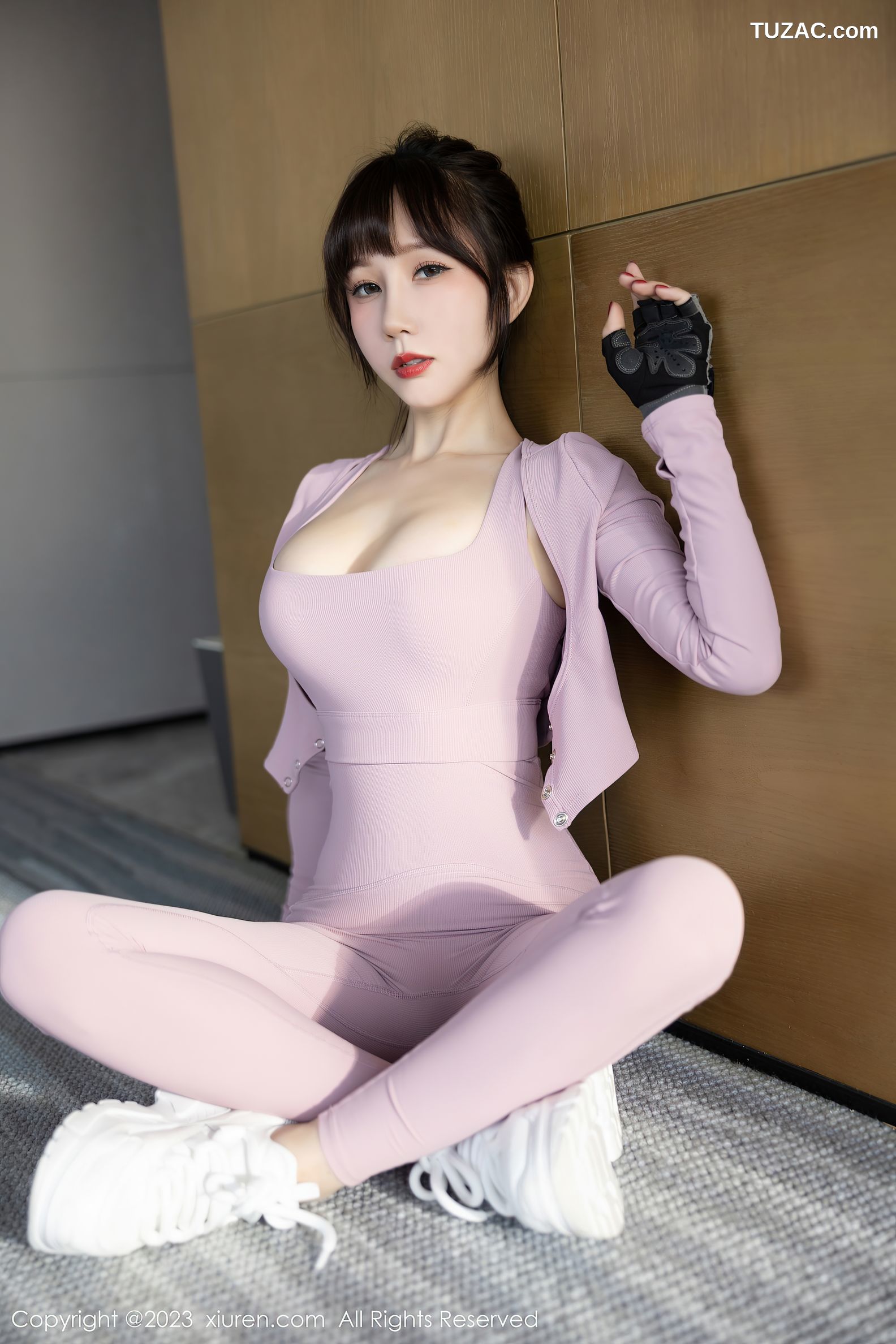 XiuRen秀人网-6291-波巧酱-健身房性感粉色运动装-2023.02.20