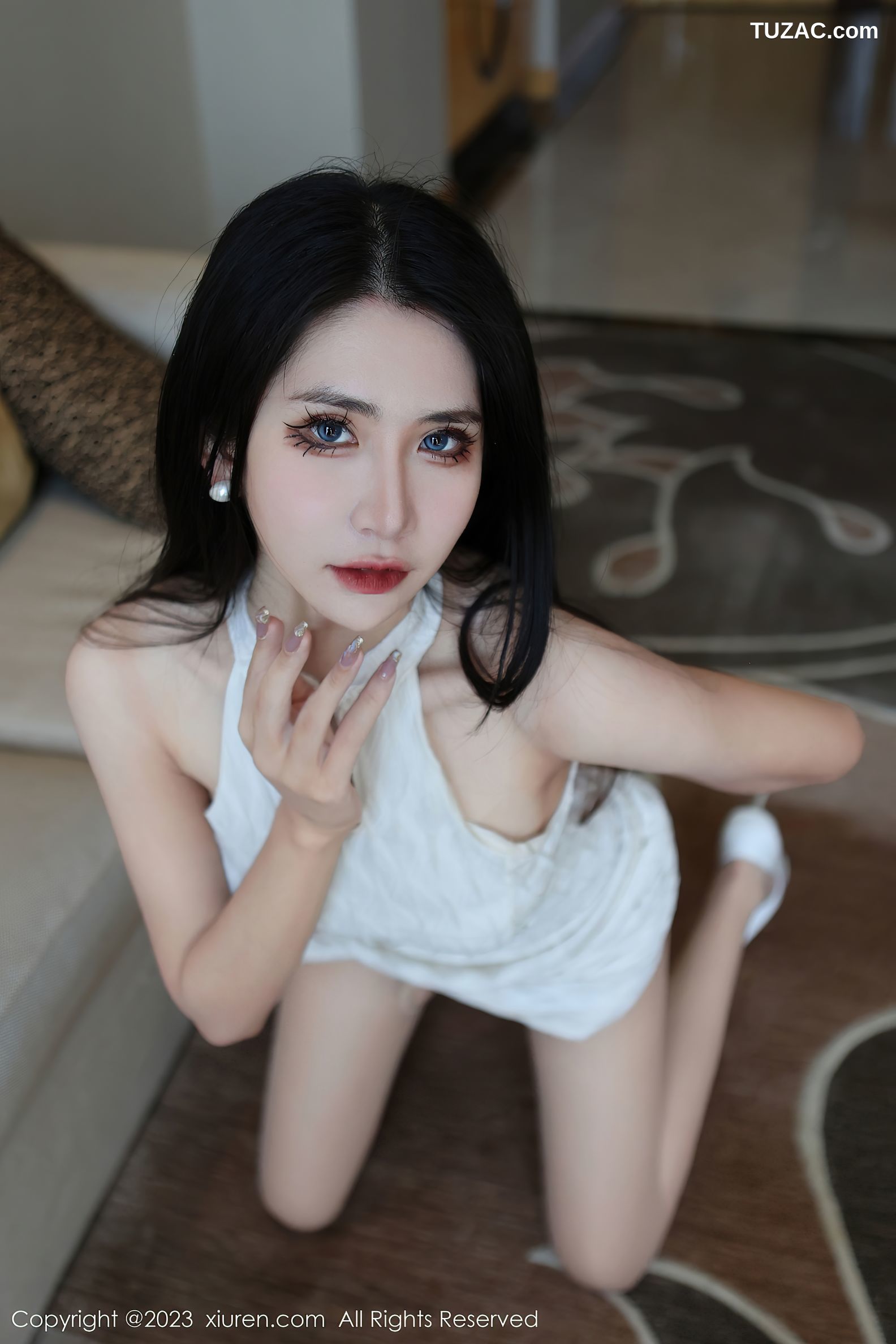 XiuRen秀人网-6438-依娜Yina-连衣长裙裤性感白色内衣肉丝-2023.03.20