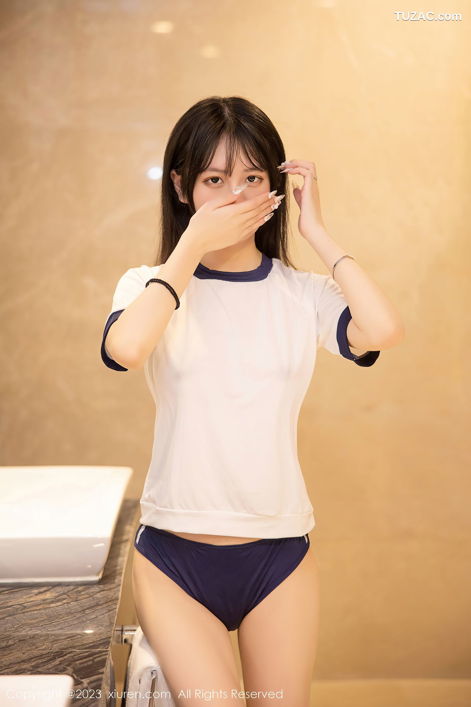 XiuRen秀人网-6447-谢小蒽-浴室性感白色水手服-2023.03.21