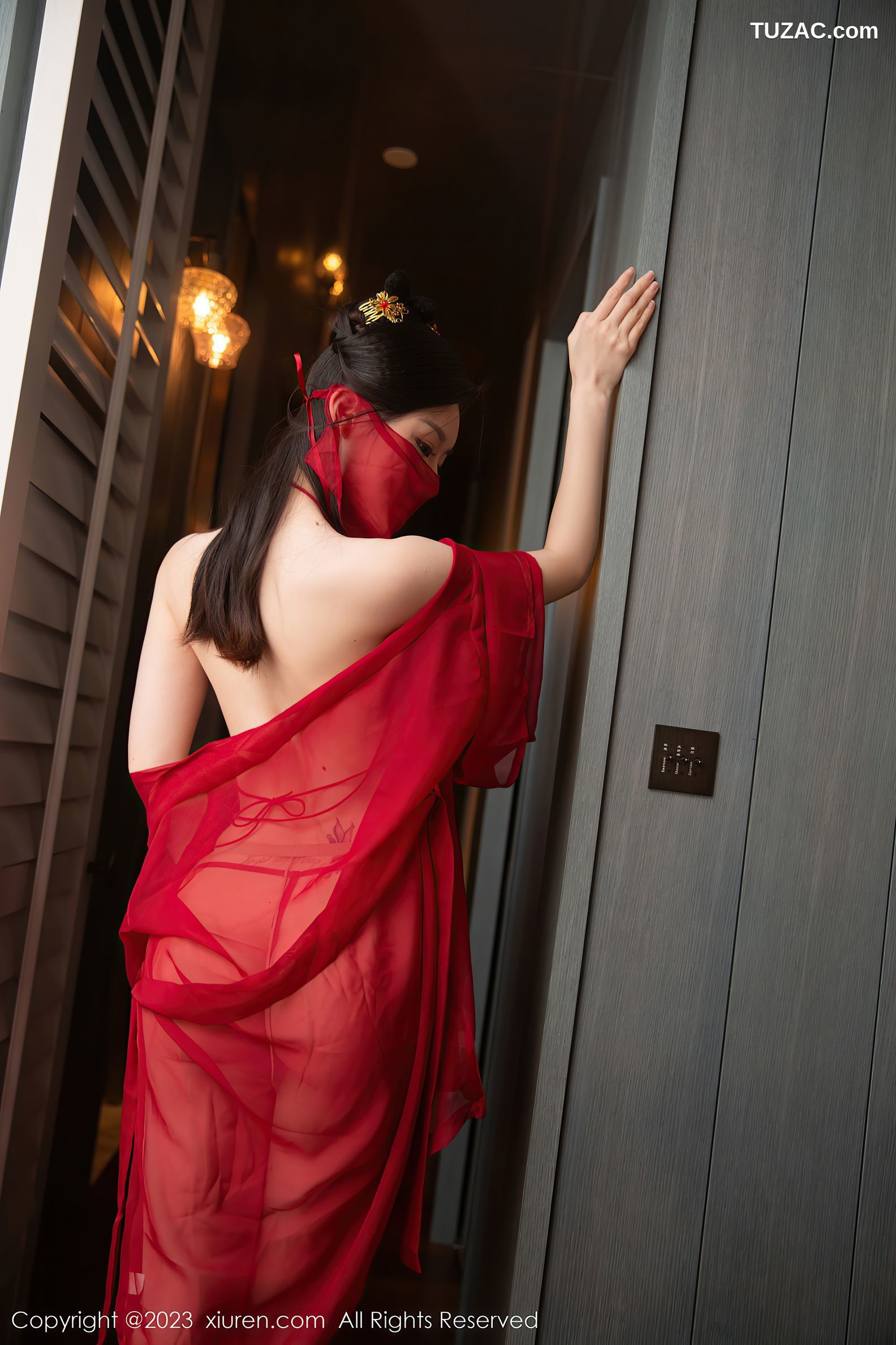 XiuRen秀人网-6509-是小逗逗-红色古装服饰超薄肉丝-2023.03.31