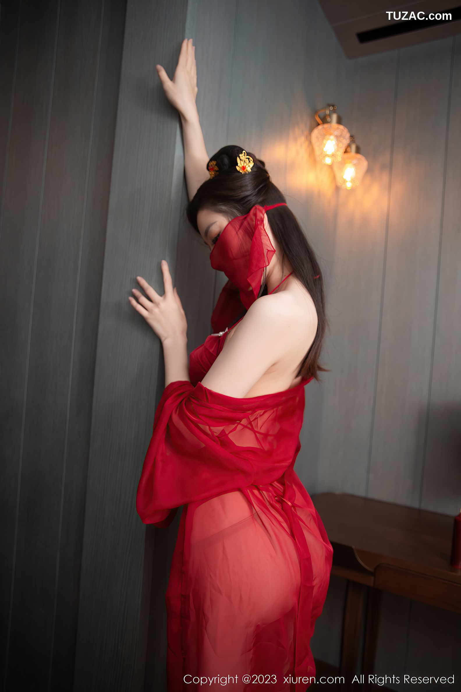 XiuRen秀人网-6509-是小逗逗-红色古装服饰超薄肉丝-2023.03.31