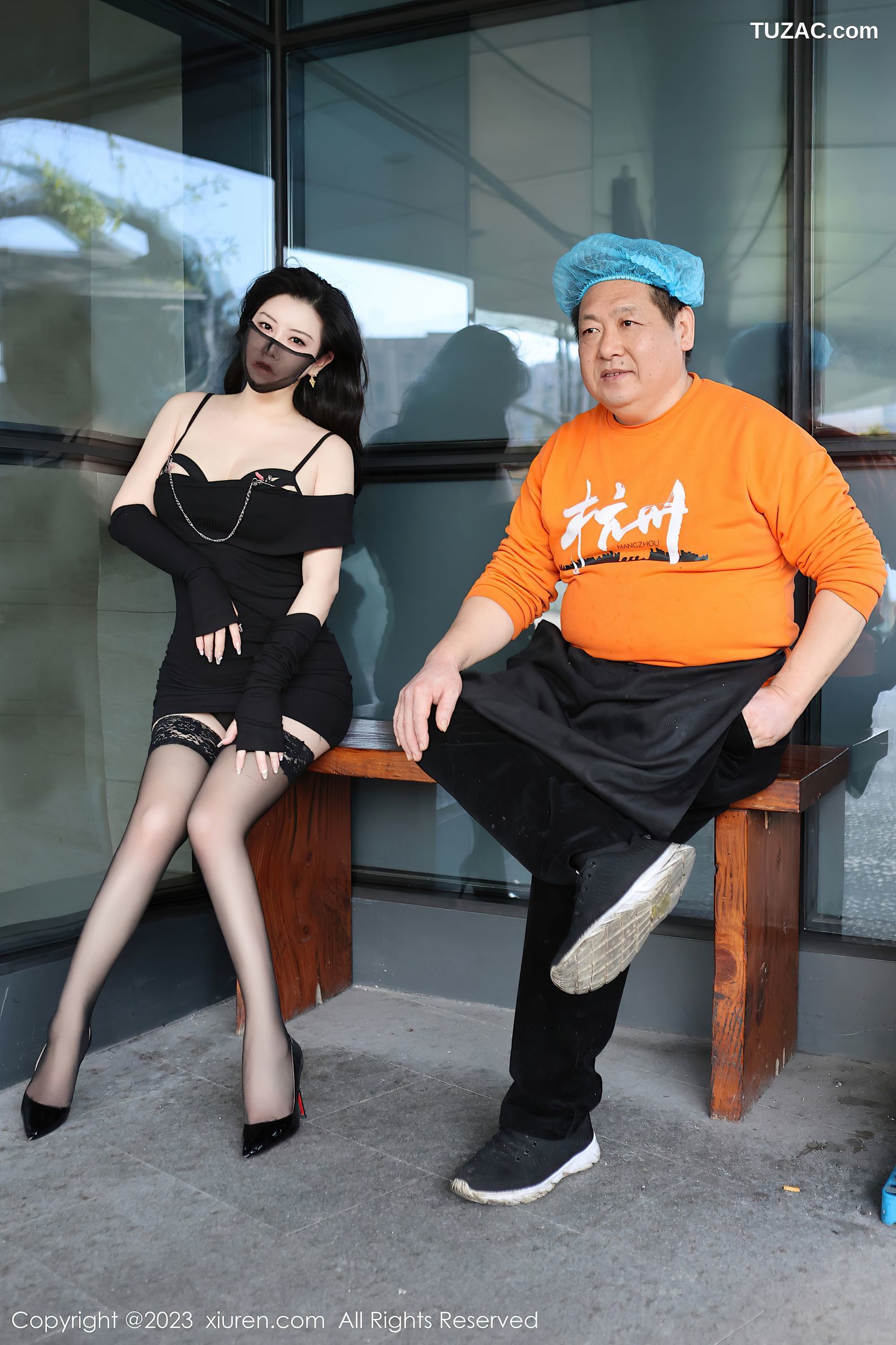 XiuRen秀人网-6515-王婉悠Queen-黑色情趣内衣蕾丝袜-2023.04.03