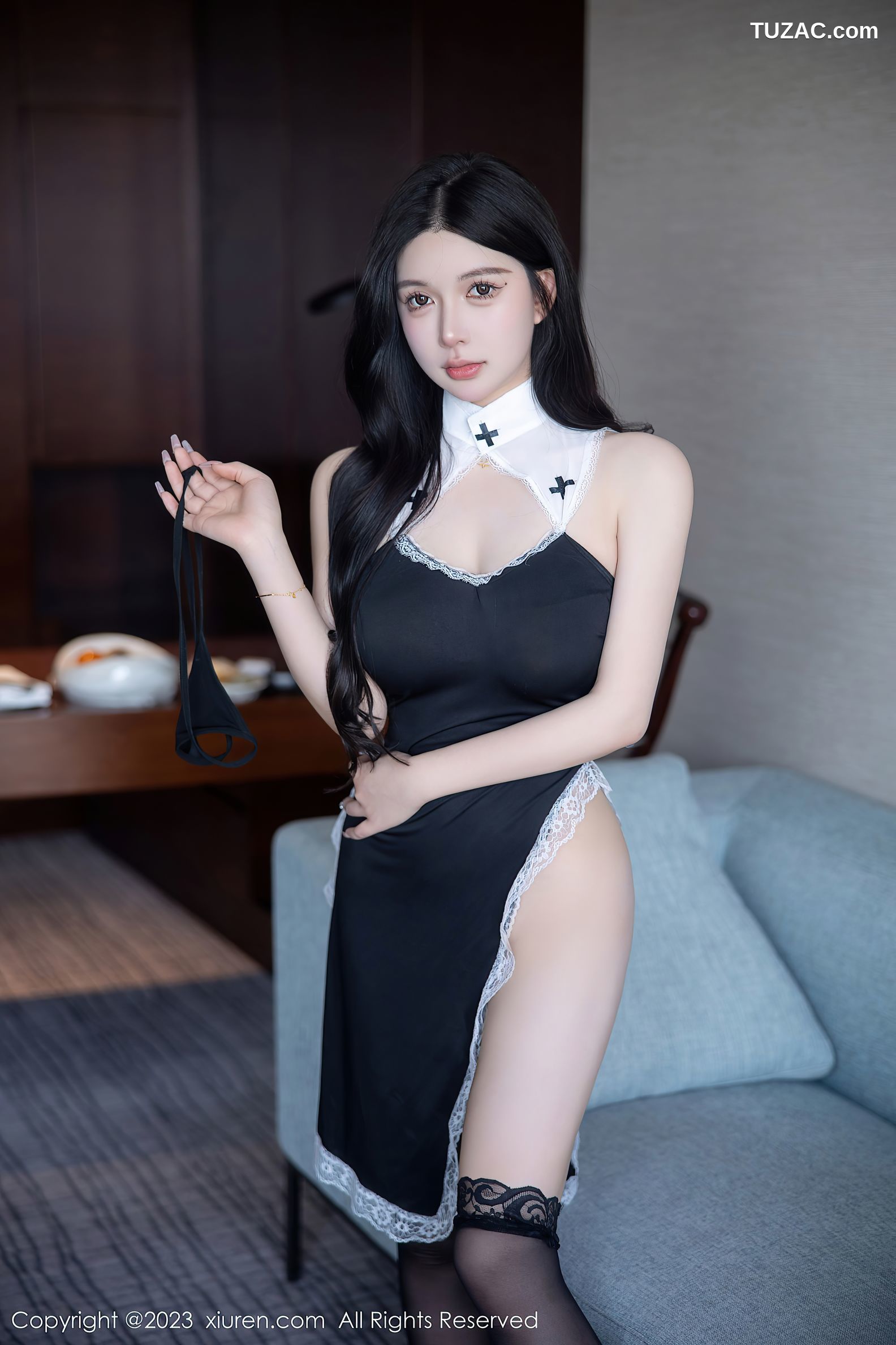 XiuRen秀人网-6577-林珊珊-黑色修女服超薄黑丝-2023.04.14
