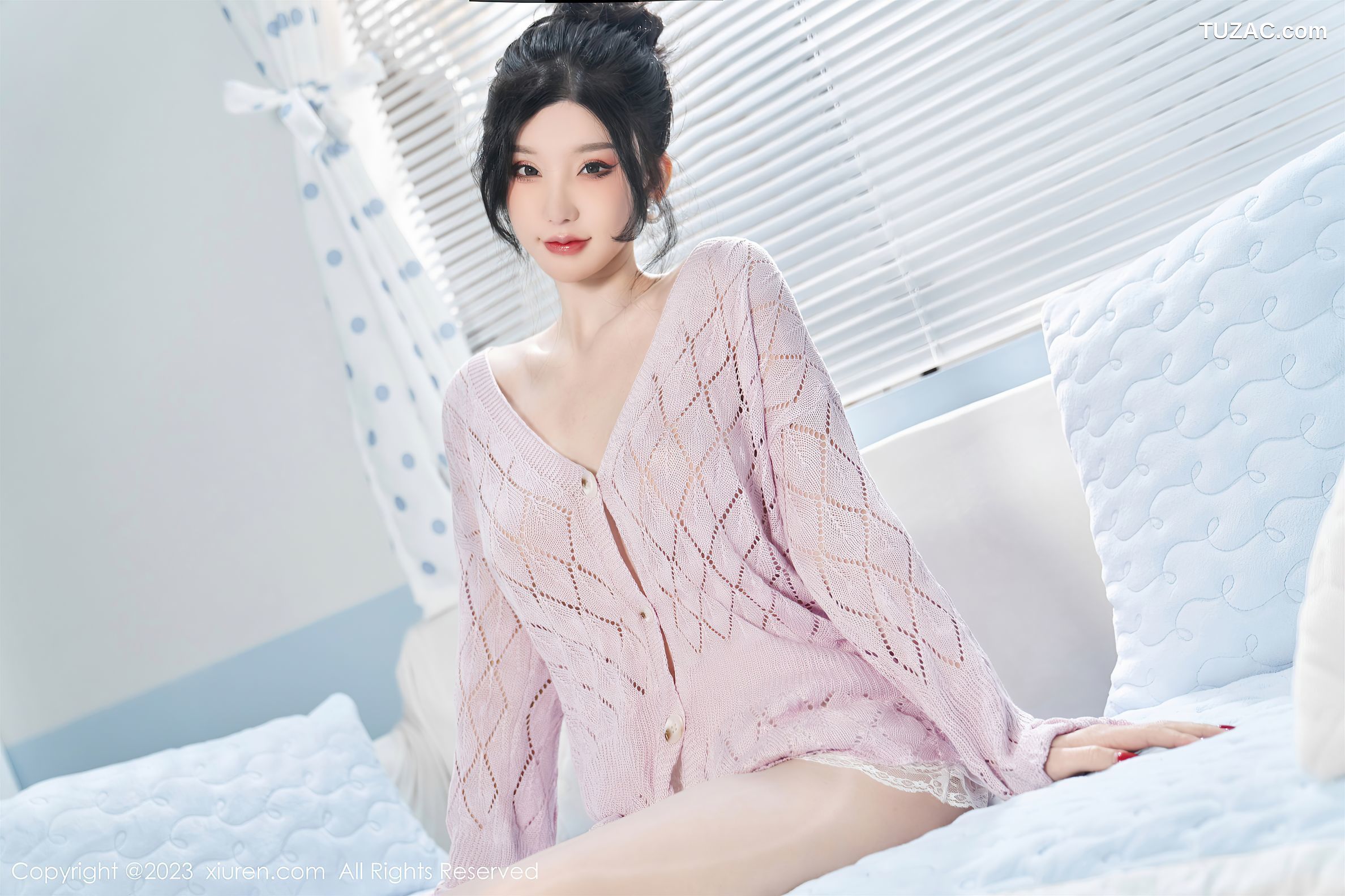 XiuRen秀人网-6580-周于希Sally-粉色服饰超薄肉丝豪乳遮点-2023.04.14