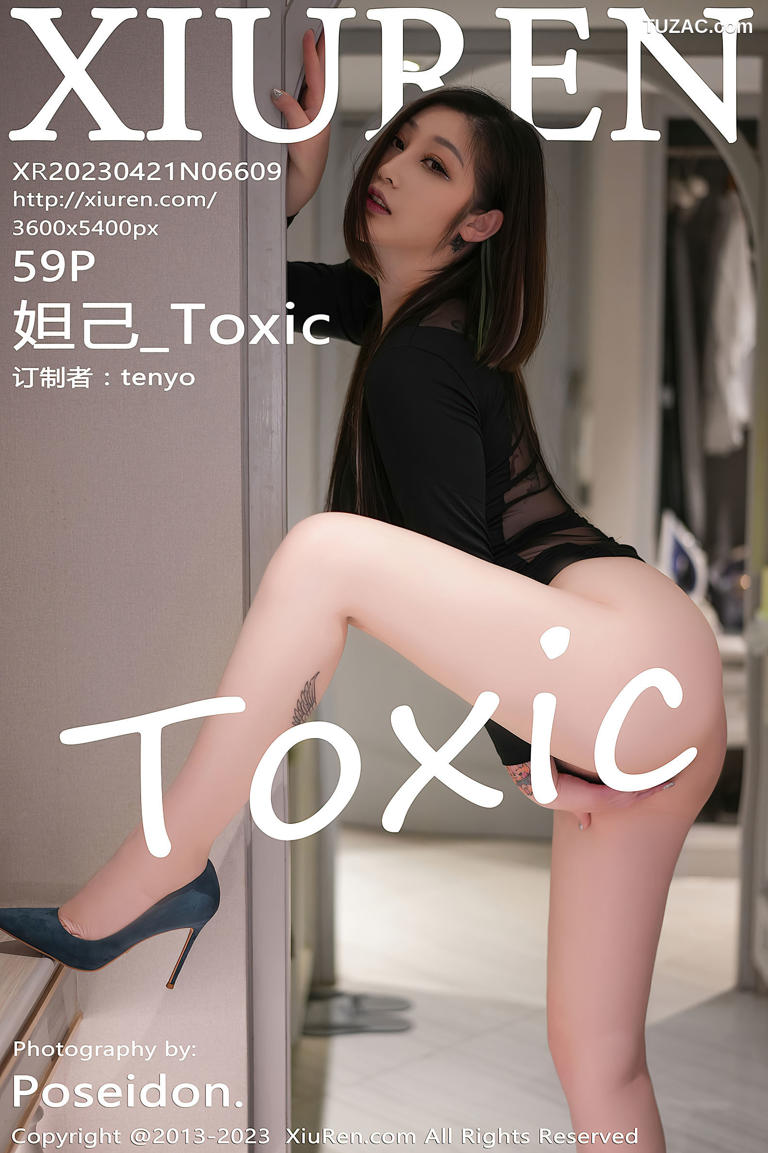 XiuRen秀人网-6609-妲己_Toxic-黑色轻透连身短裙透视-2023.04.21