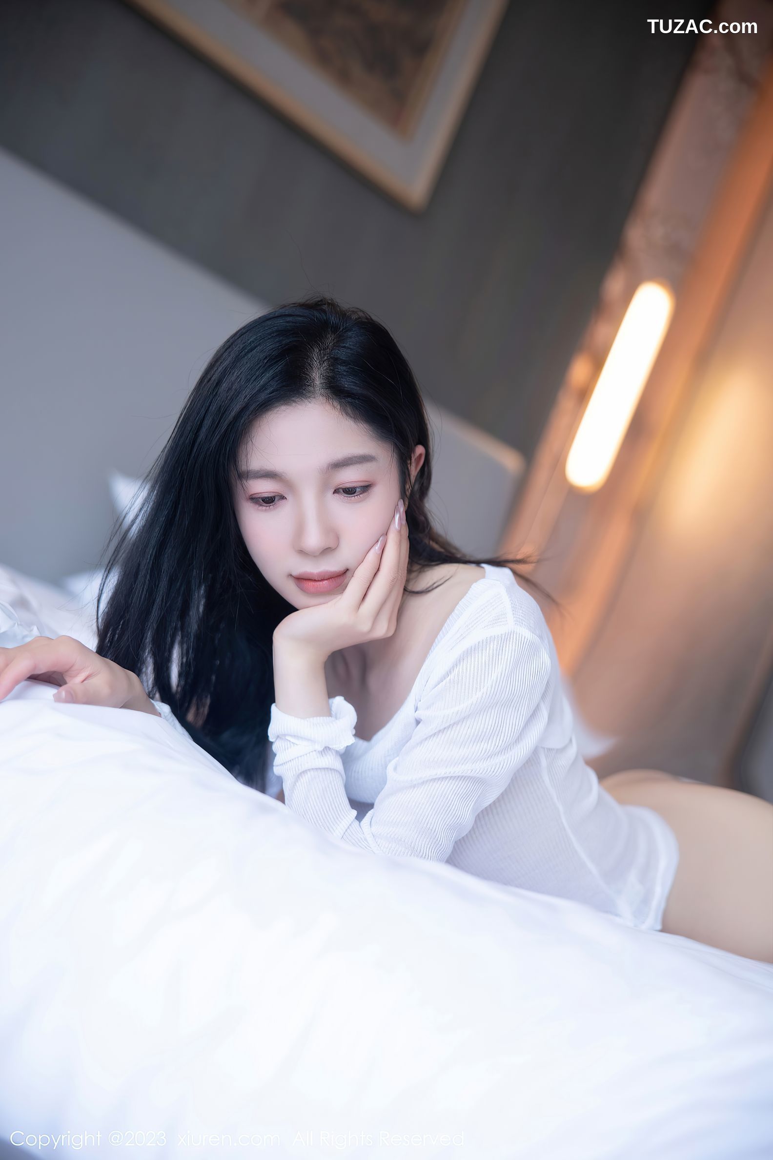 XiuRen秀人网-6619-茜茜Kimi-白色轻透上衣运动内裤-2023.04.23