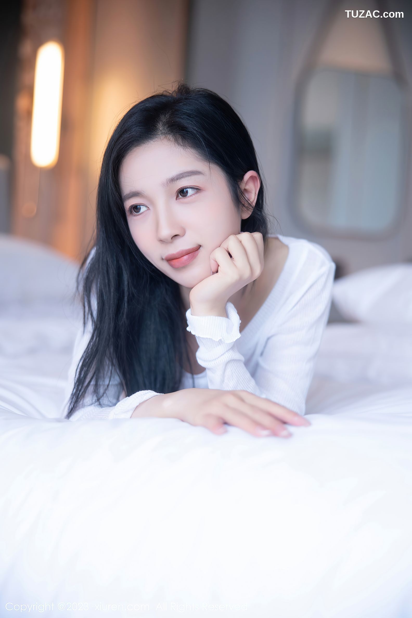 XiuRen秀人网-6619-茜茜Kimi-白色轻透上衣运动内裤-2023.04.23