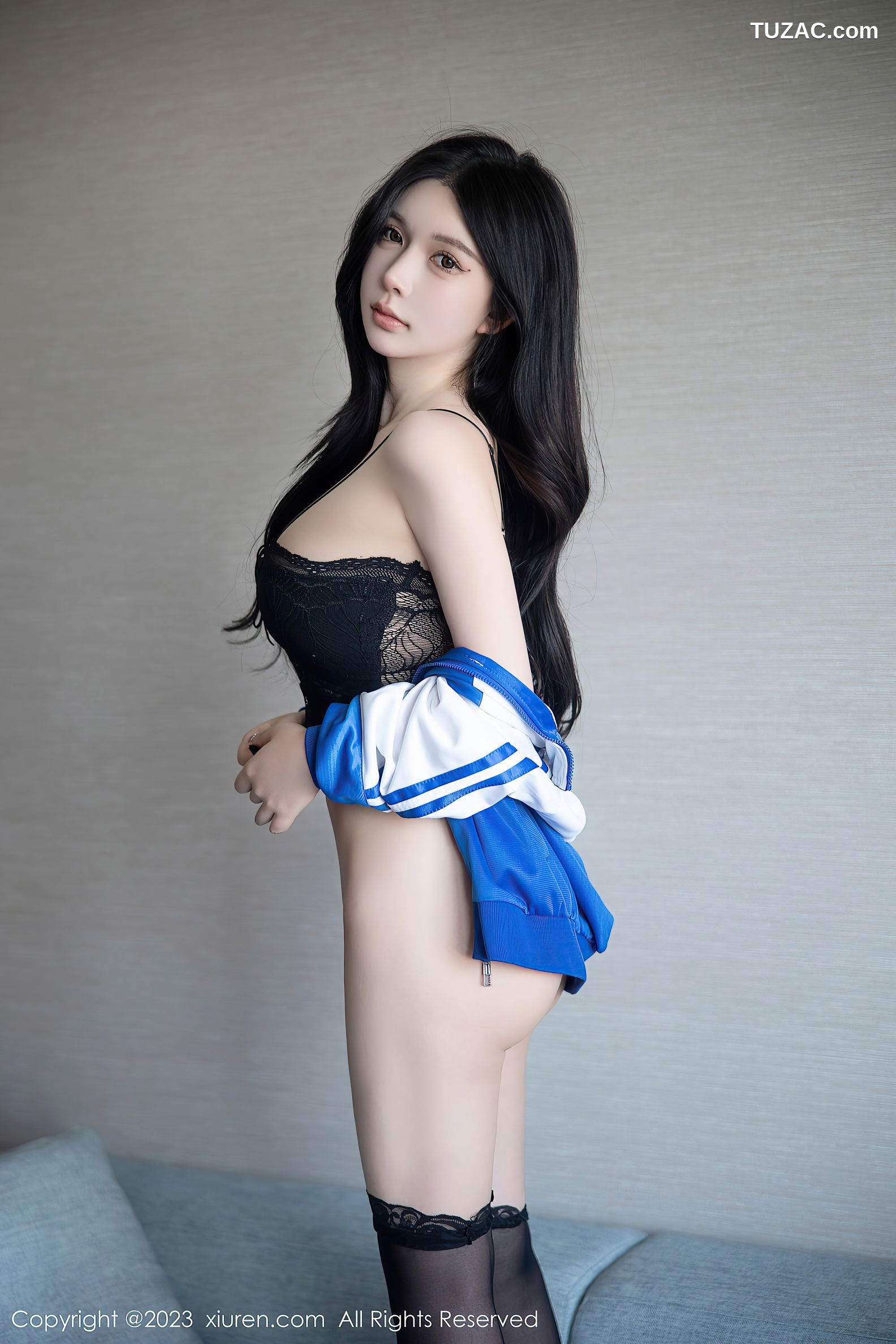 XiuRen秀人网-6660-林珊珊-蓝色运动服黑色情趣内衣-2023.04.28