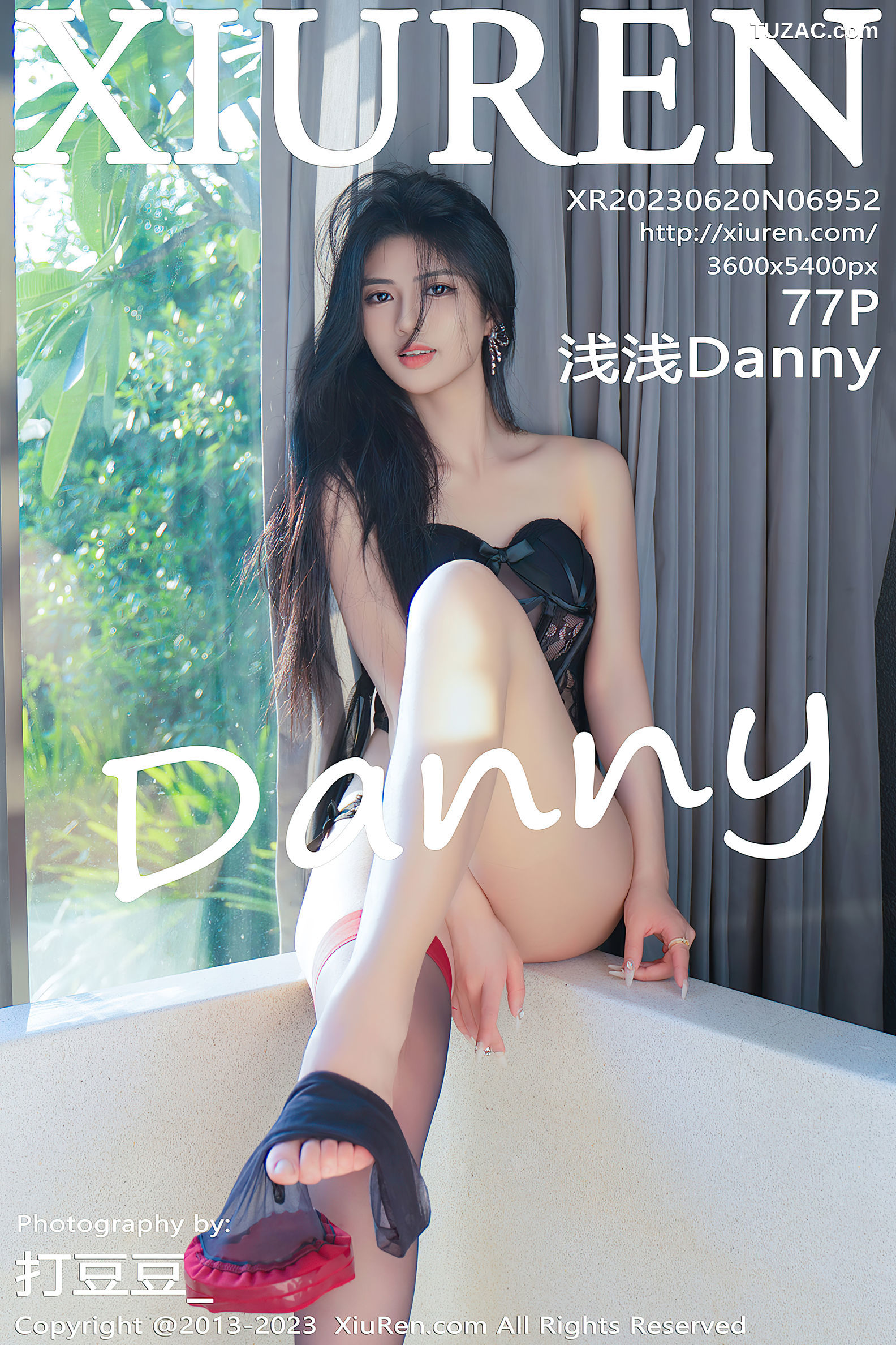 XiuRen秀人网-6952-浅浅Danny-黑色薄纱蕾丝情趣服饰-2023.06.20