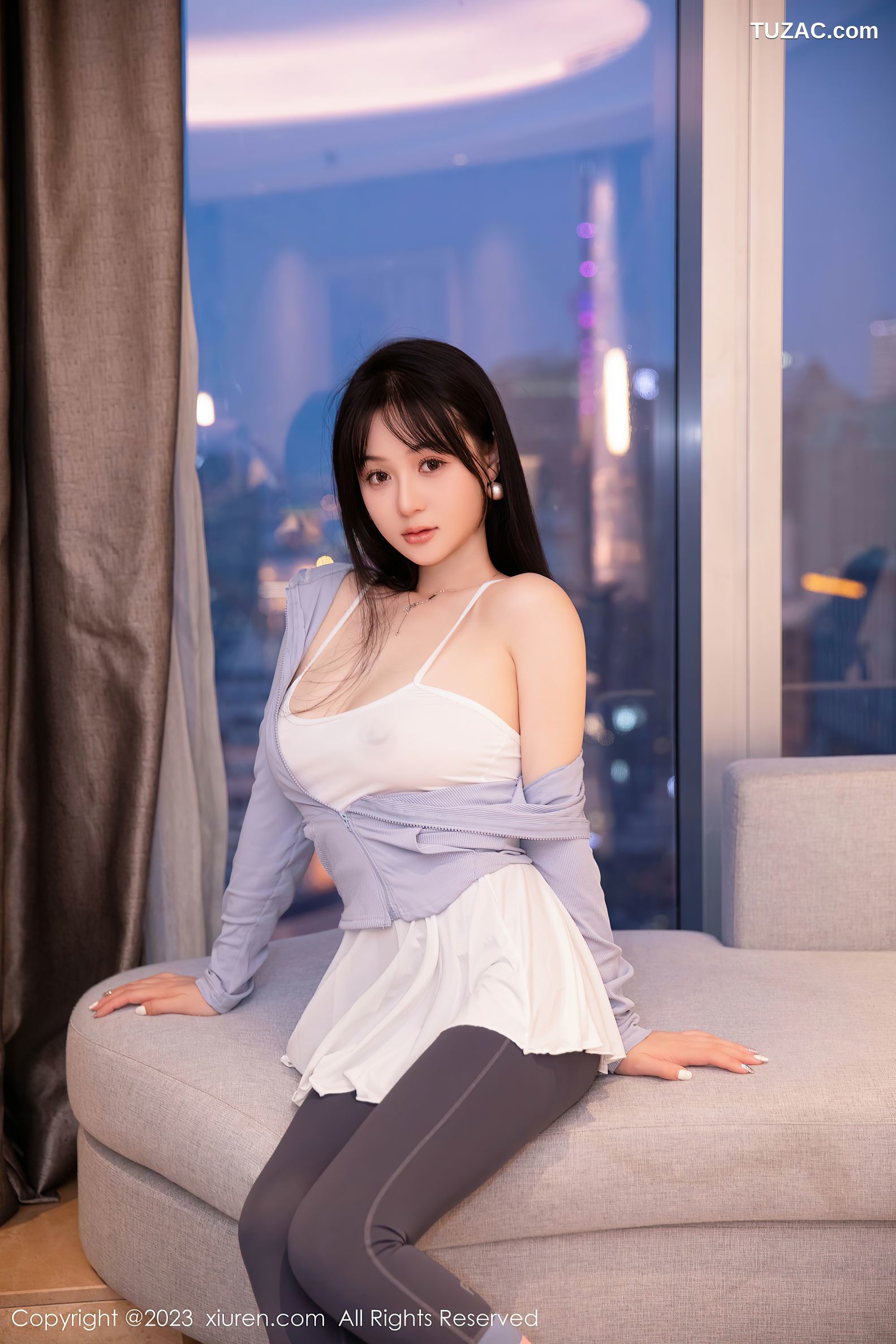 XiuRen秀人网-6968-柚琪Rich-浴室场景性感白色轻透吊带服-2023.06.25