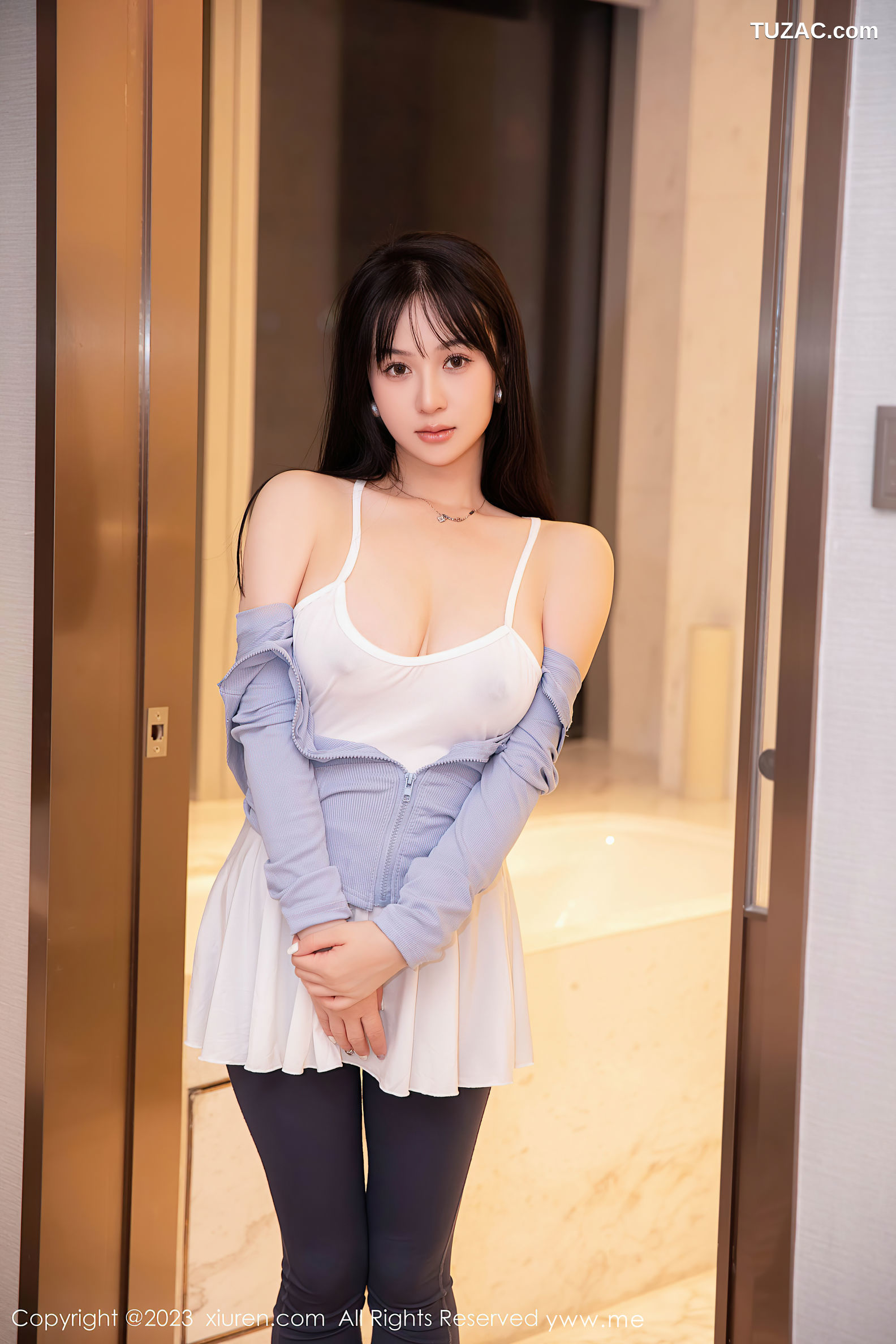 XiuRen秀人网-6968-柚琪Rich-浴室场景性感白色轻透吊带服-2023.06.25