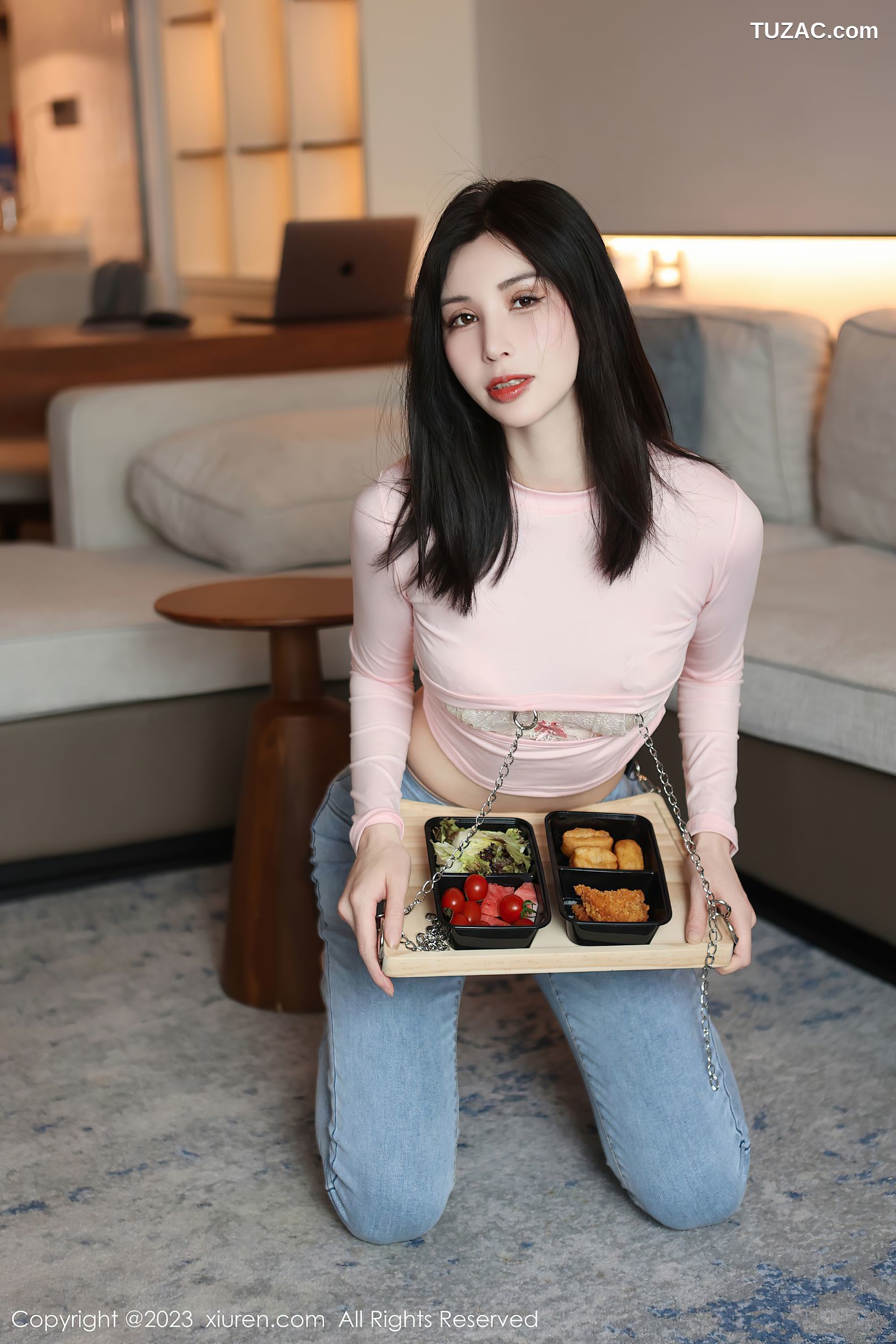 XiuRen秀人网-6992-曼柔-粉色衣牛仔裤粉色蕾丝内衣-2023.06.29
