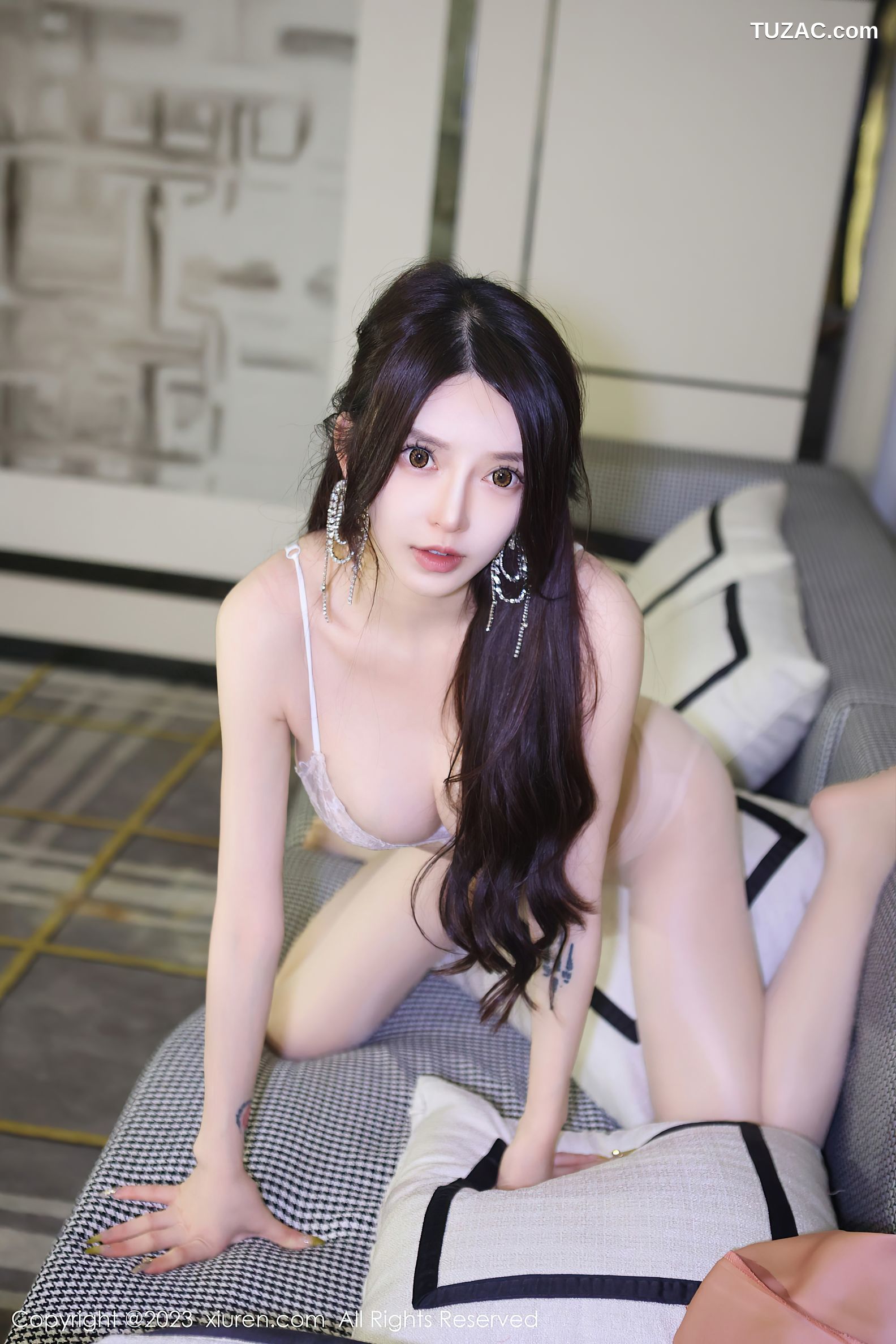 XiuRen秀人网-7000-玉兔miki-浅橘色礼服裙蕾丝内衣-2023.06.30